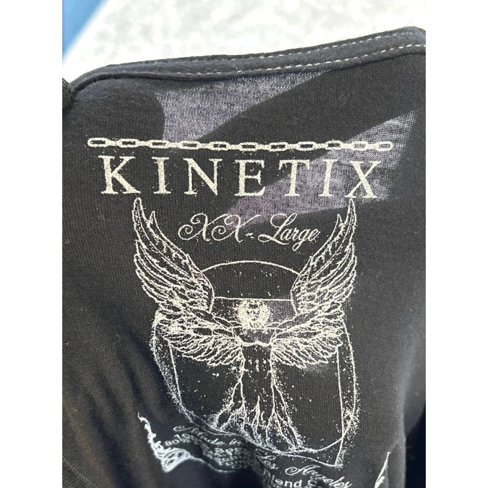 Vintage VINTAGE Kinetix Shirt Mens 2XL Black Cotton Crew Neck Short Sleeve 90s Style Vintage T-Shirt Man Mens Size US XXL / EU 58 / 5 - 3 Thumbnail
