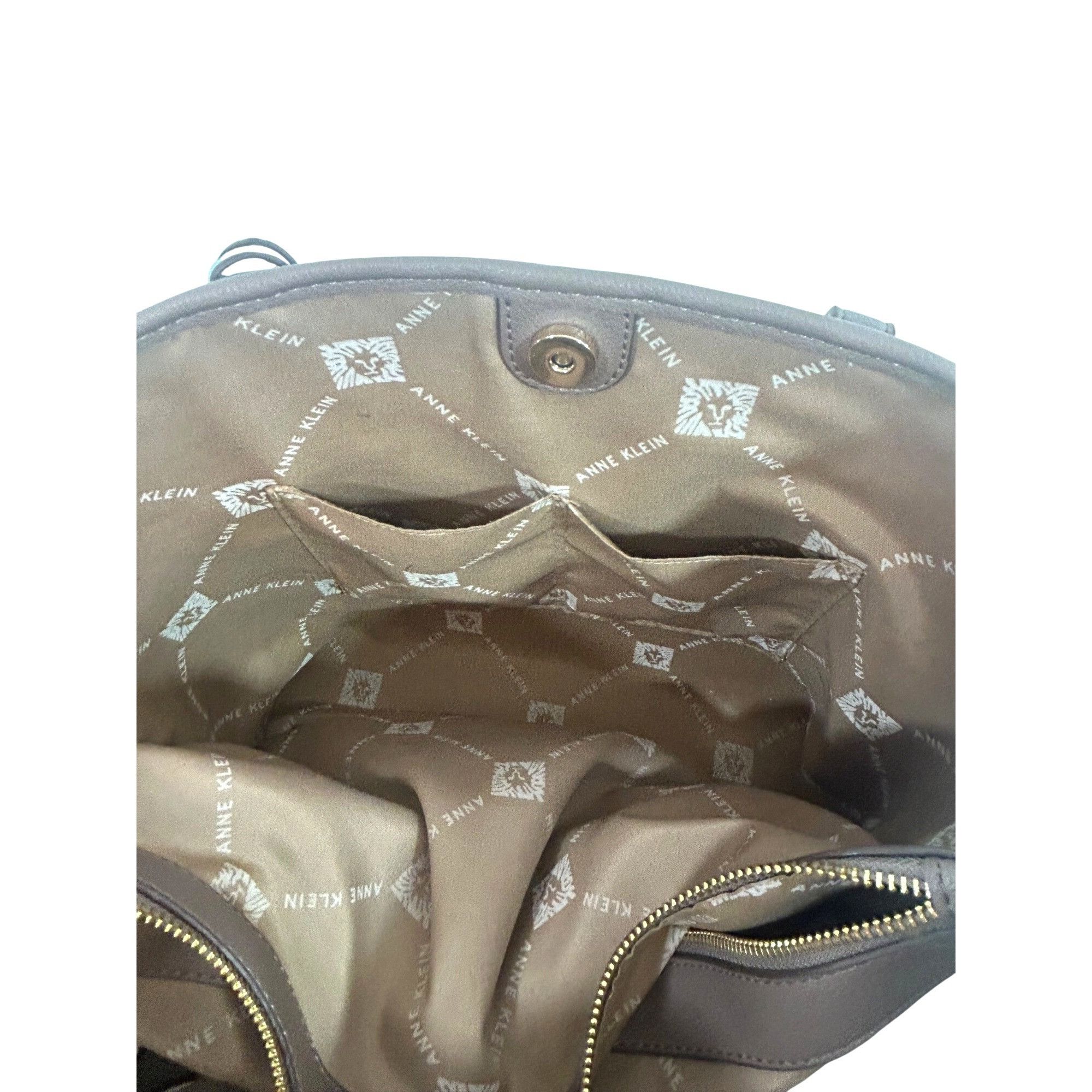 Anne Klein Anne Klein Tote Bag, Wristlet Cream Green Brown Logo Charm D Size ONE SIZE - 12 Thumbnail