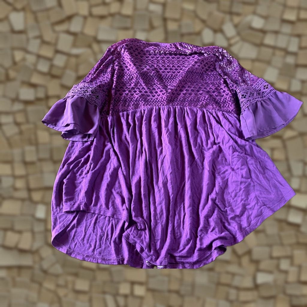 Lee Lee Shirt Womens L Purple Button Velvet Detail Shirt Button-Up Velvet Lee Button-Up Velvet Detail Womens L Purple Size L / US 10 / IT 46 - 1 Thumbnail