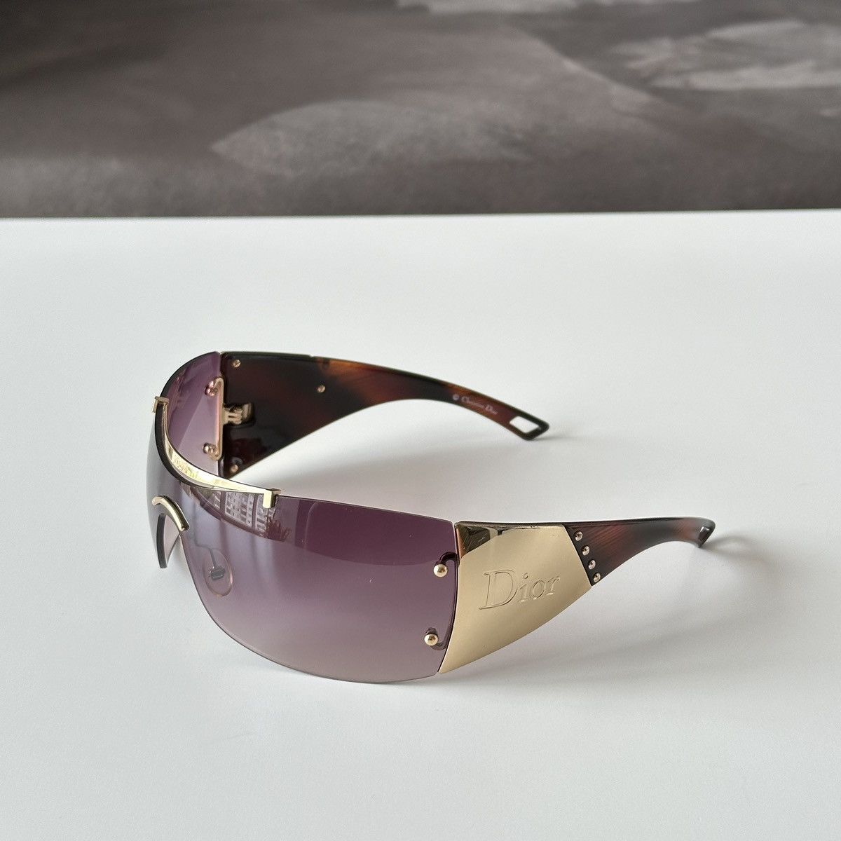 image of Dior Diorito 2 Mask Oversized Sunglasses Brown in Brown Gold, Men's