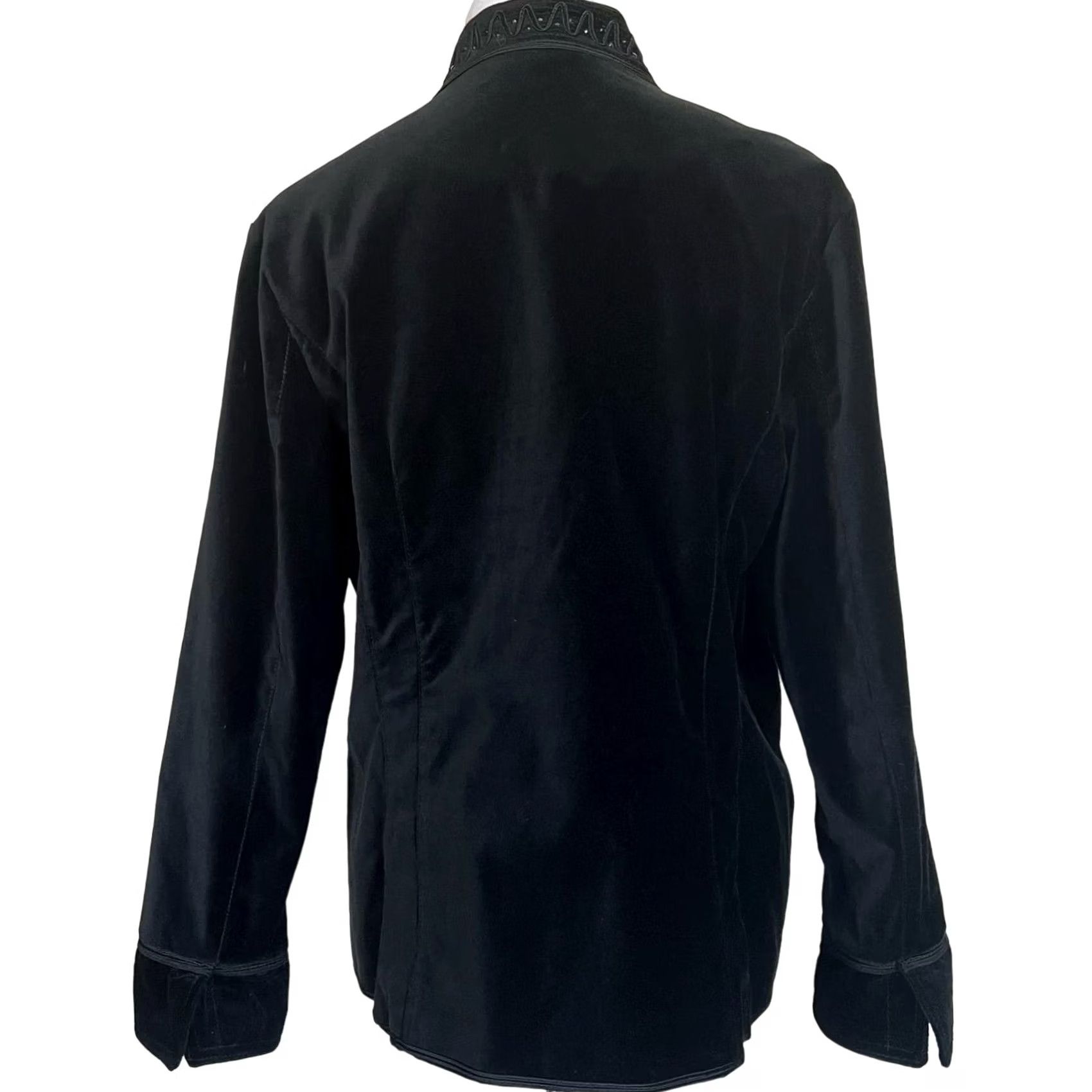 Velvet Reba Velvet Jacket Blazer Black Embellished Details Mandarin Collar Women’s 1X Blazer Plus 1X Womens Velvet Jacket Size XL / US 12-14 / IT 48-50 - 6 Thumbnail