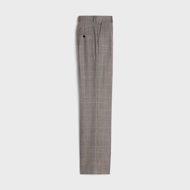 Celine o1bcso1str0924 Margaret Pants In Flannel in Ebene/Ficelle Size 24" / US 00 / IT 34 - 2 Thumbnail