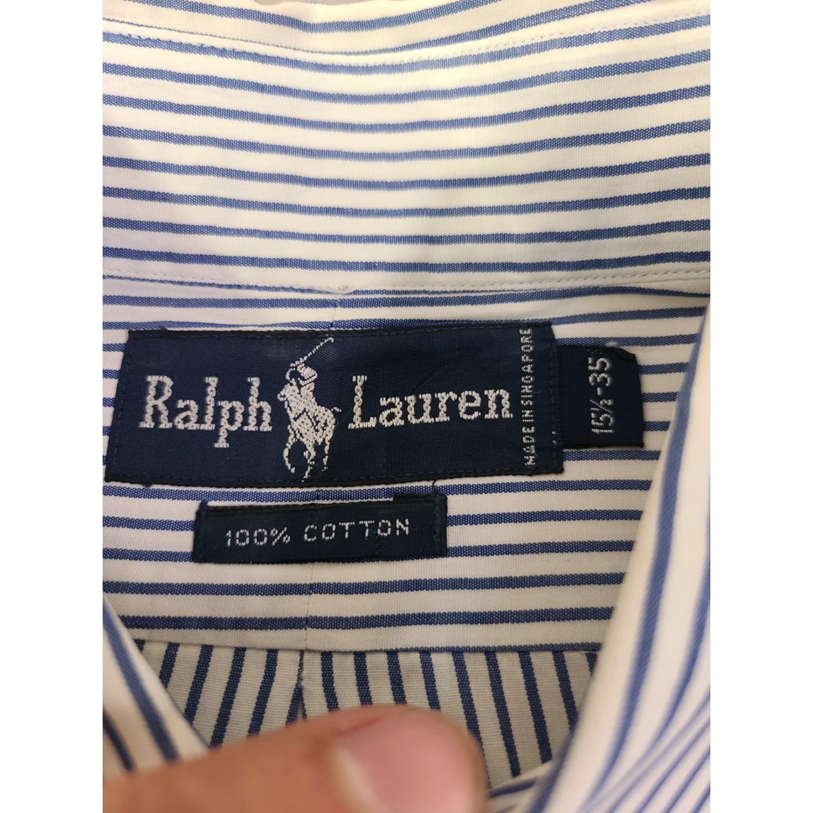 Polo Ralph Lauren Ralph Lauren Shirt Mens 15.5 Blue White Stripes Button-Up Long Sleeve Casual Formal Party/Cocktail Travel Gross? Size US L / EU 52-54 / 3 - 4 Thumbnail