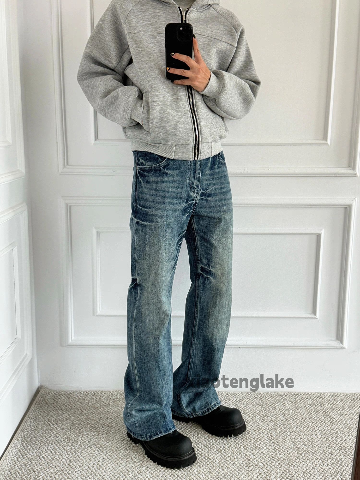 Jean washed faded punk grunge bootcut yuppie hiphop jeans Size US 30 / EU 46 - 9 Thumbnail