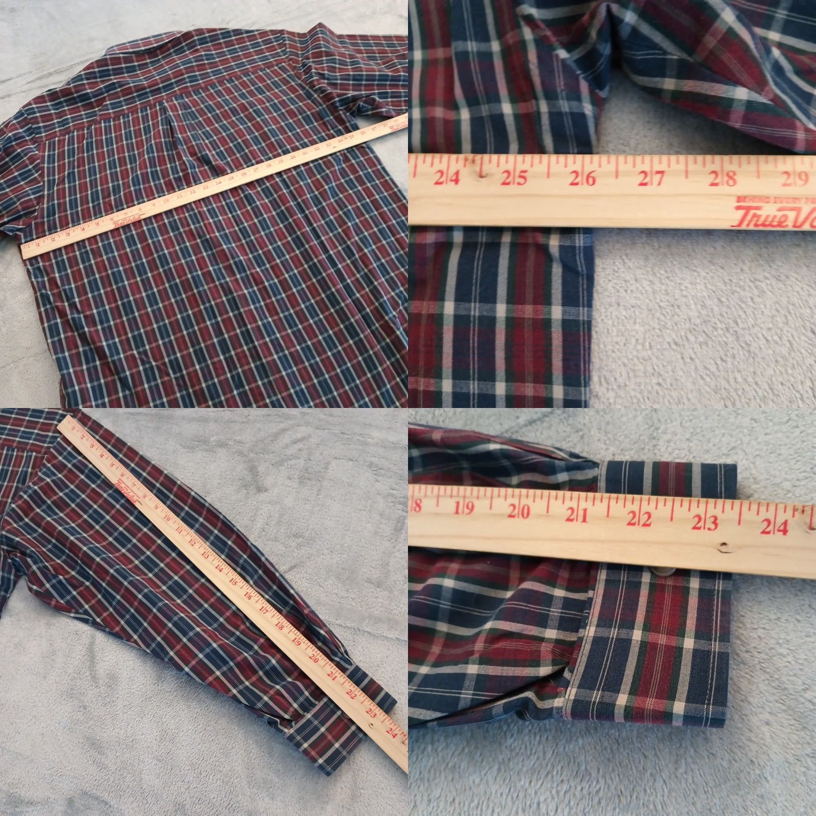 Van Heusen Van Heusen Mens XL Shirt Plaid Long Sleeve Button-Down Cotton Blend Blue Red Size US XL / EU 56 / 4 - 8 Thumbnail