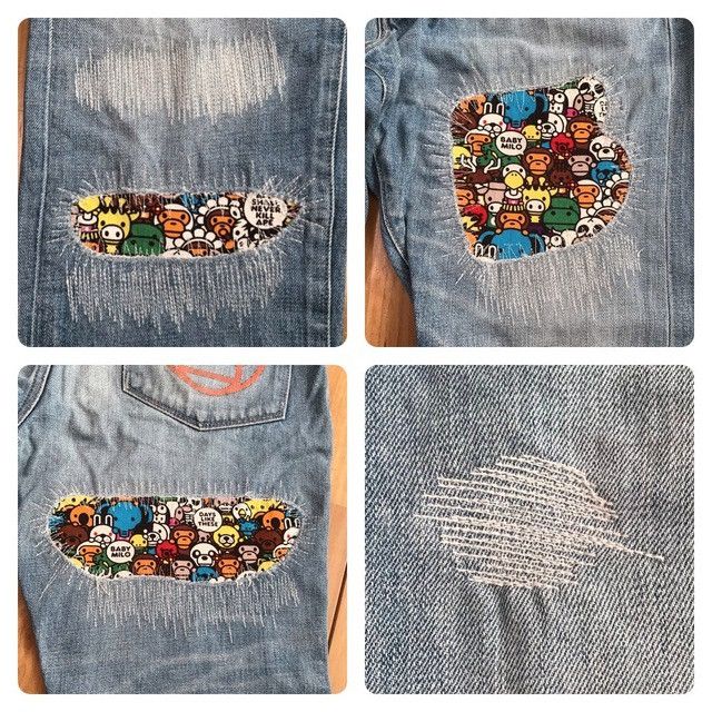 Bape × Nigo BAPE MILO Animal Safari DAMAGED DENIM PANTS APE NIGO ★size S Size US 30 / EU 46 - 3 Thumbnail