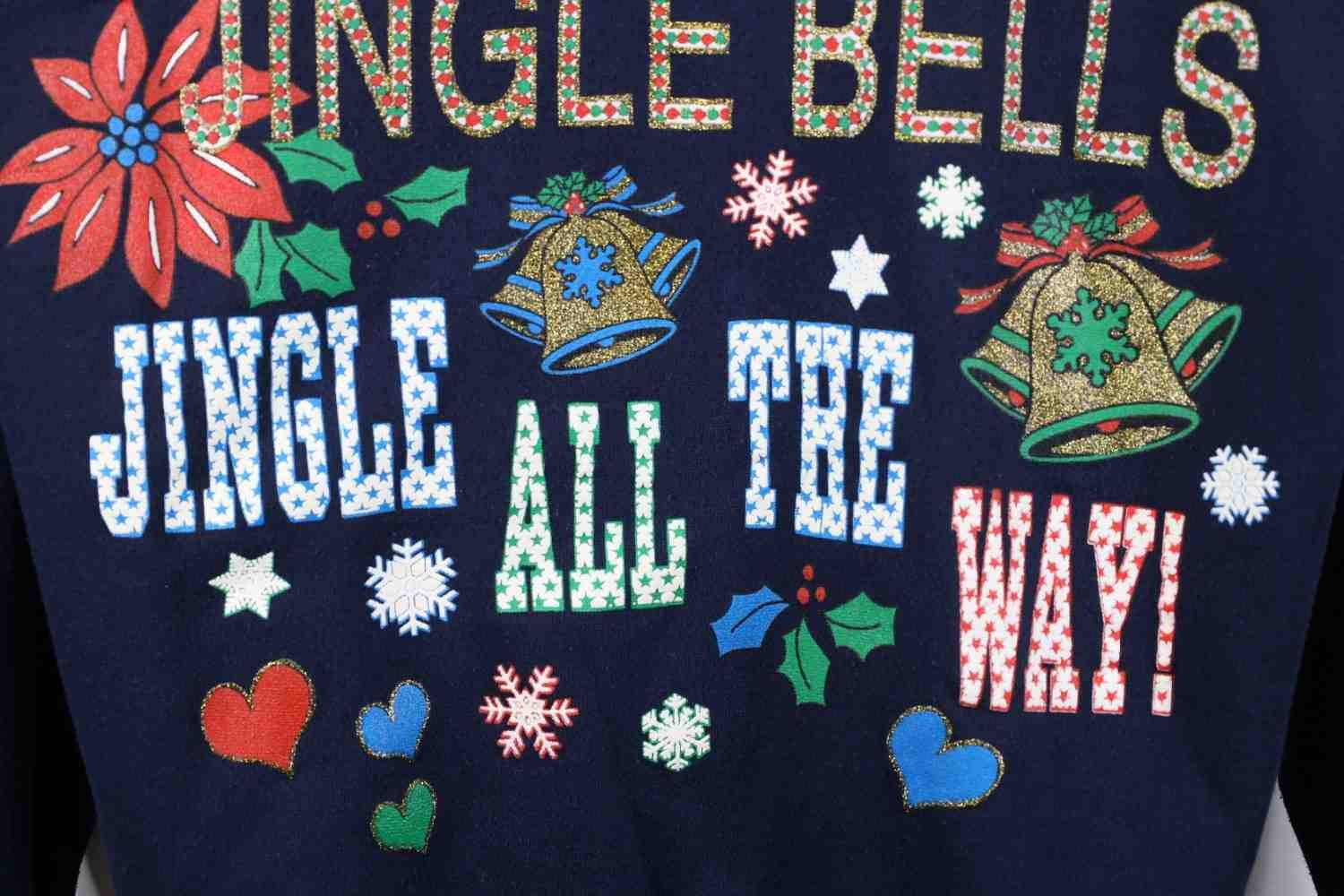 Vintage Vintage 90s Christmas Jingle Bells Crewneck Sweatshirt Blue Size L / US 10 / IT 46 - 5 Thumbnail