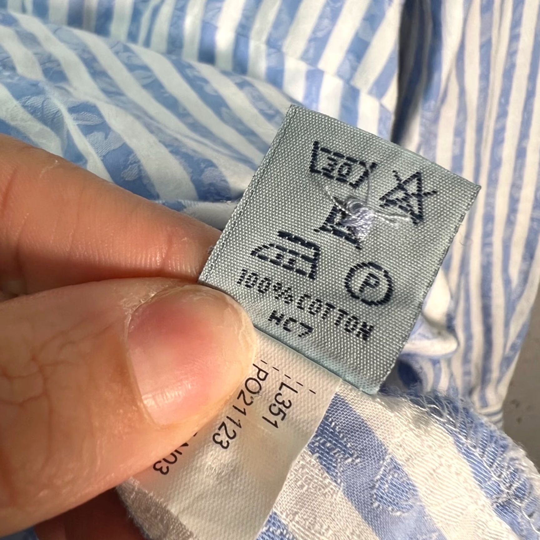 Vintage Hawes & Curtis Womens Size 10 UK Blue & White Striped Fitted Button-Down Shirt Ladies Casual Shirt Size L / US 10 / IT 46 - 4 Thumbnail