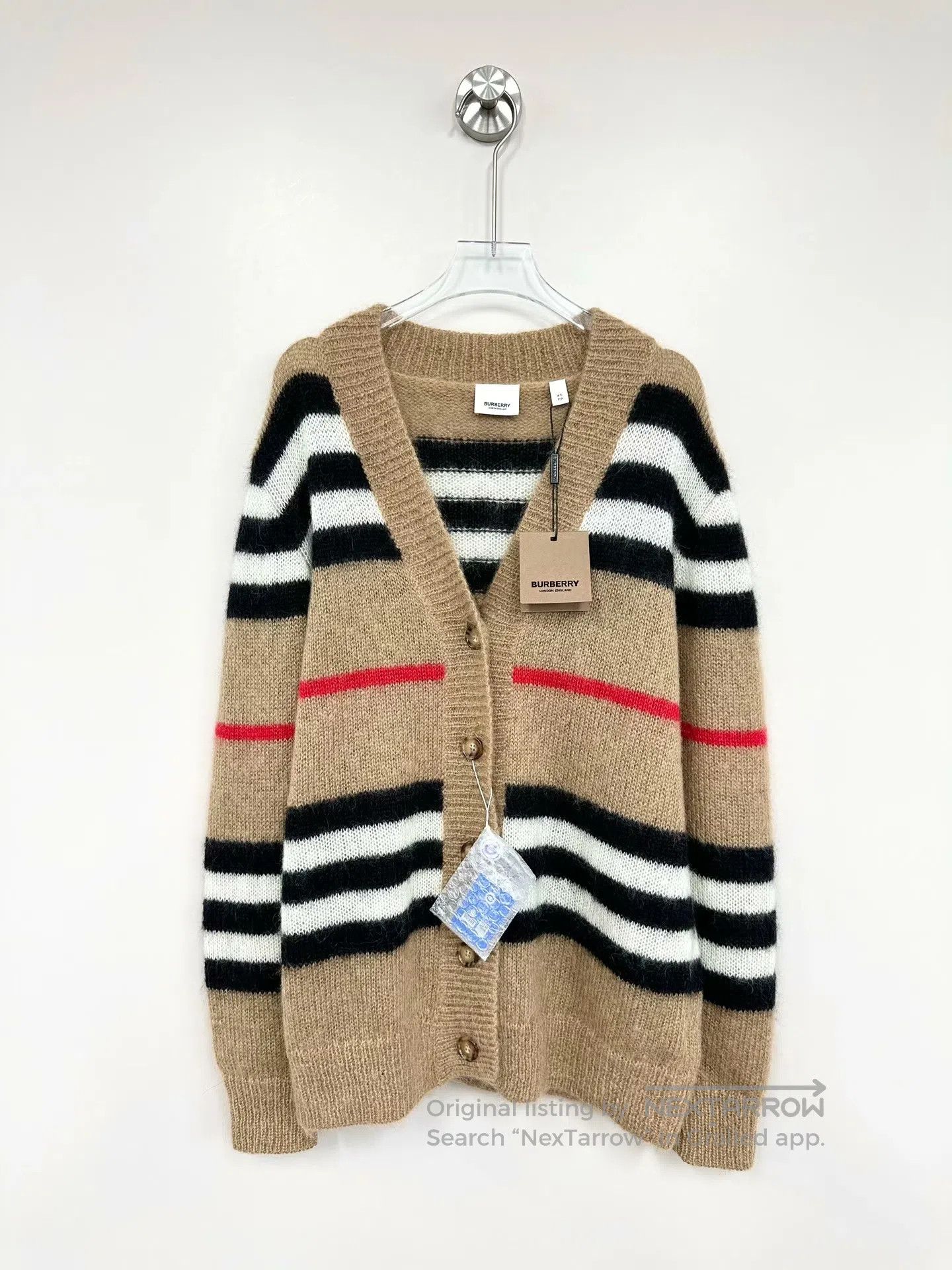 Burberry Burberry Khaki Striped Mohair Knitted Cardigan| Size US XS / EU 42 / 0 - 1 Thumbnail