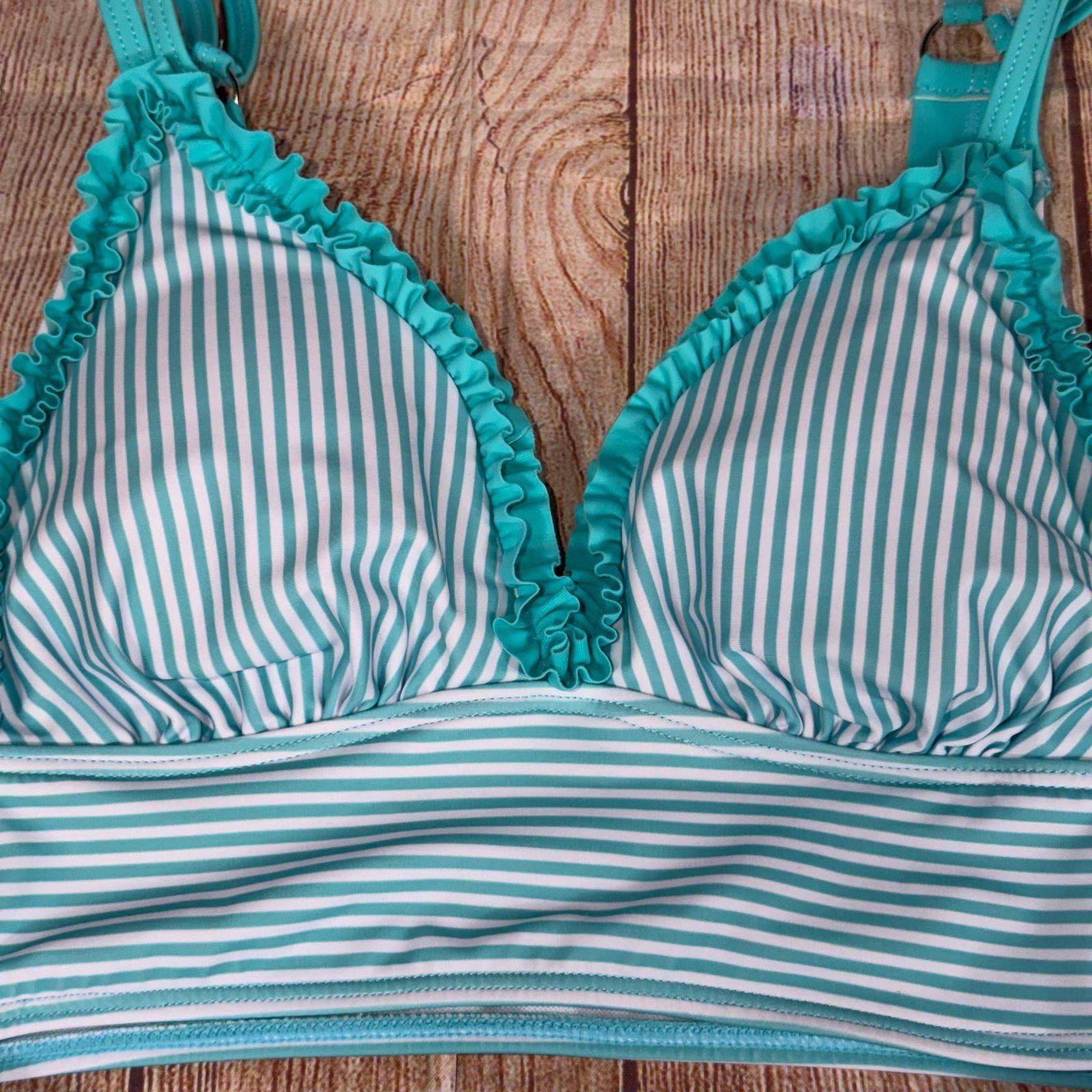 Other Striped High-Waisted Bikini Set with Ruffle Trim Size M Size ONE SIZE - 2 Thumbnail