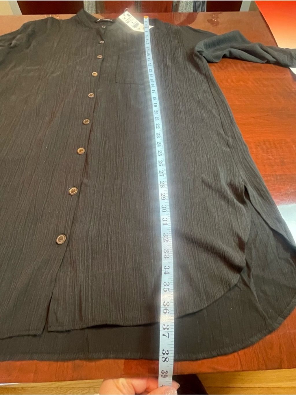 Zara ZARA Black Crinkle Oversized Shirt Tunic Sz S-M NWT Size M / US 6-8 / IT 42-44 - 7 Thumbnail