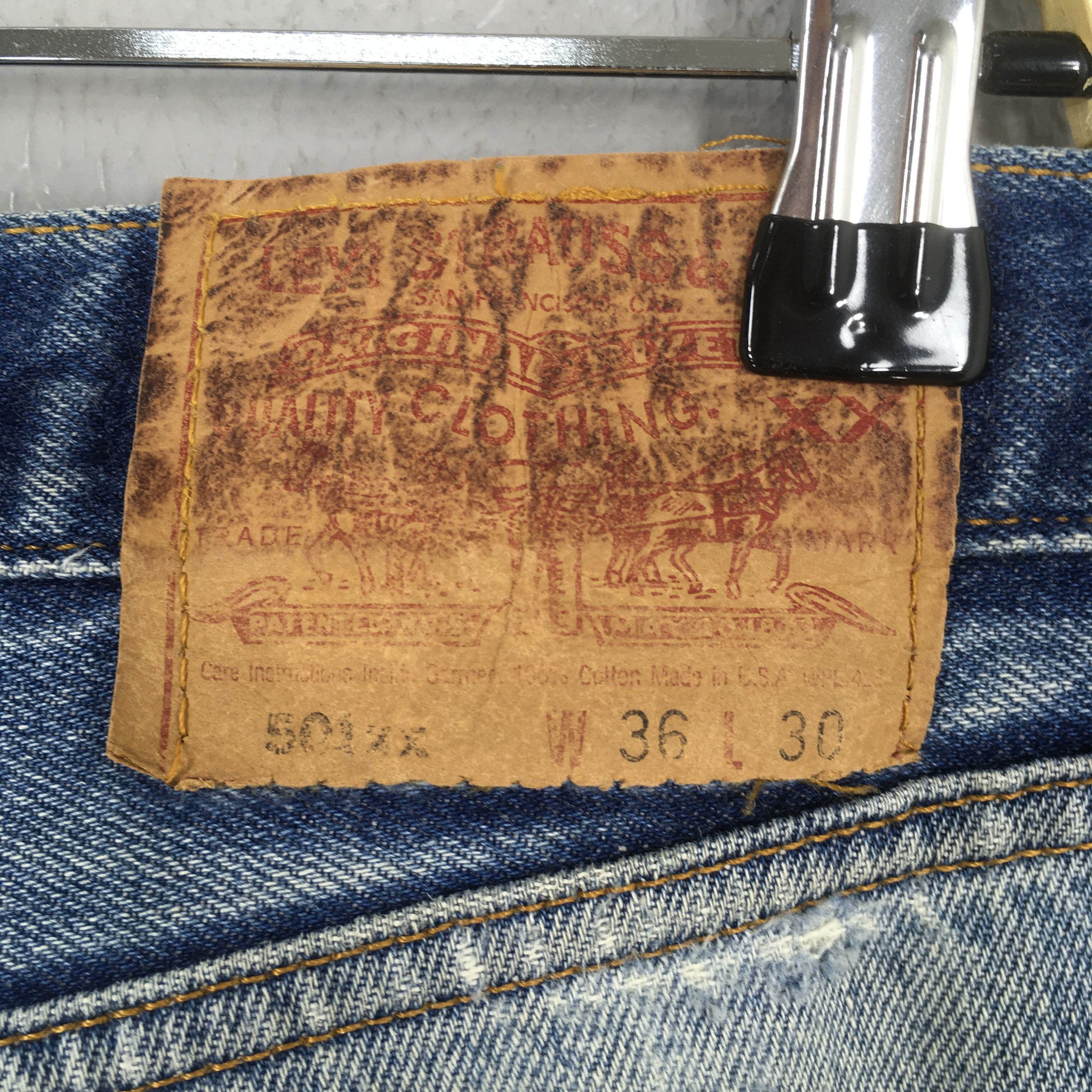 Levi's Size 33x27 Vintage 90s Levi's 501 Straight Cut Denim S973 Size US 33 - 10 Thumbnail