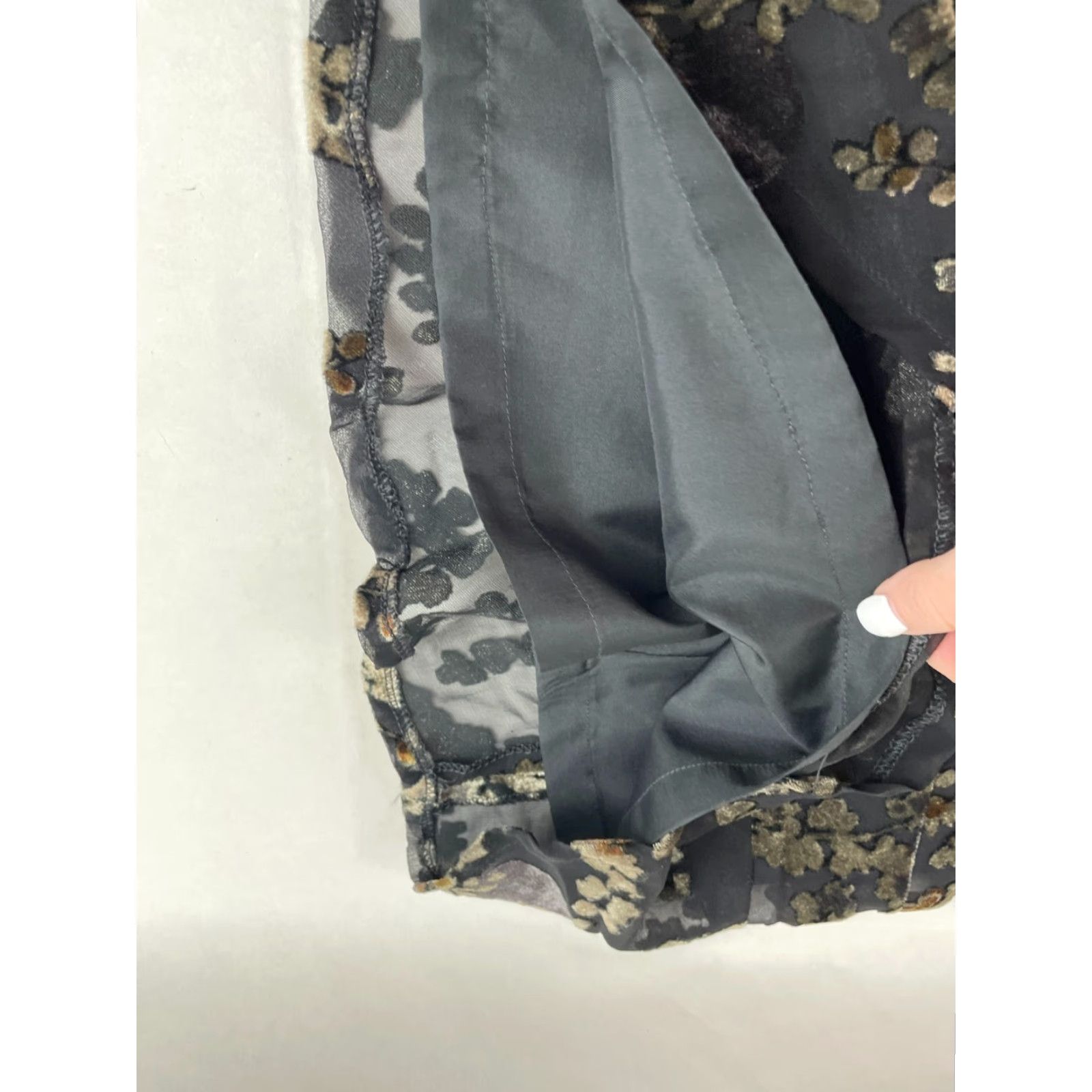 Vintage MONDO Skirt Women's Size 12 Black Brown Floral Botanical Velvet Knee Length Size 34" / US 12 / IT 48 - 7 Thumbnail
