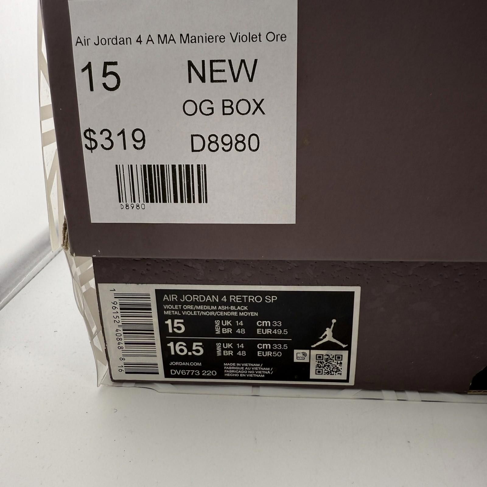 Nike Air Jordan 4 A Ma Maniere Violet Ore US 15 New D8980 Size US 15 / EU 48 - 8 Thumbnail