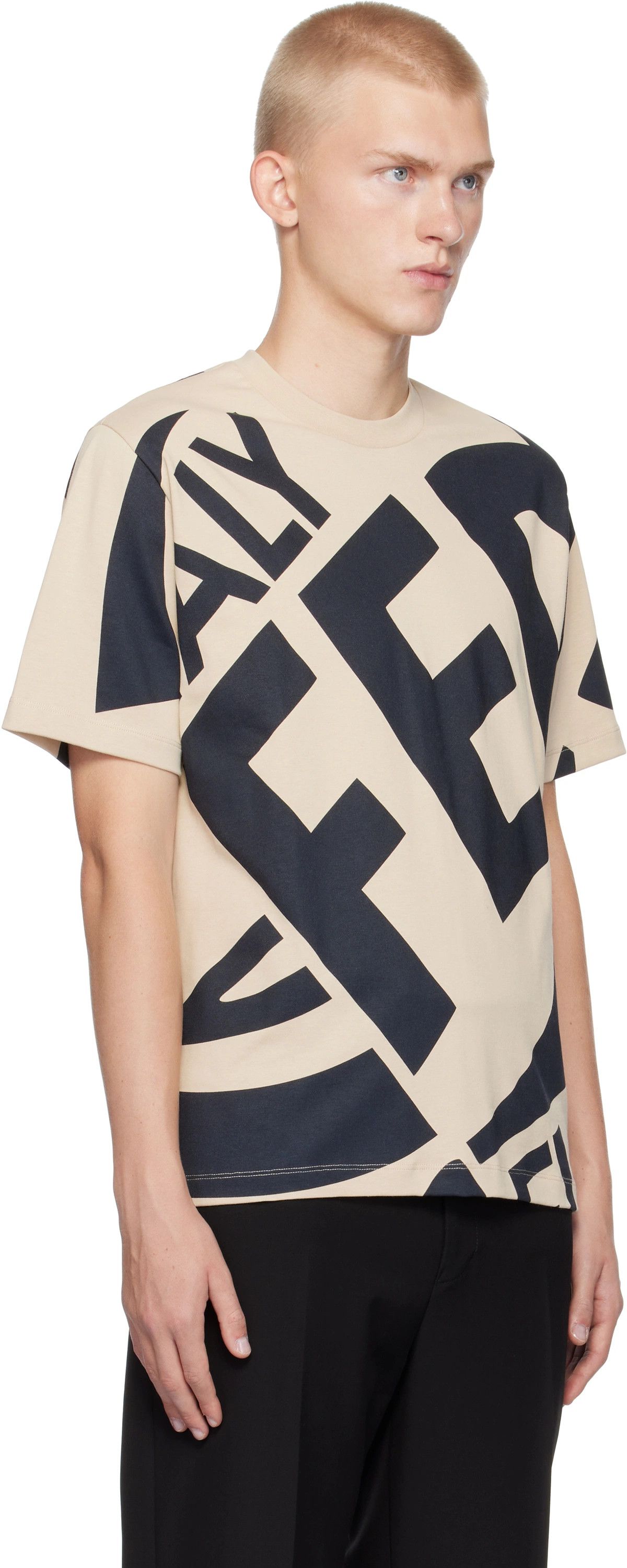 Salvatore Ferragamo o1s1rm0126 Graphic T-Shirt in Beige/Black Size US S / EU 44-46 / 1 - 3 Thumbnail