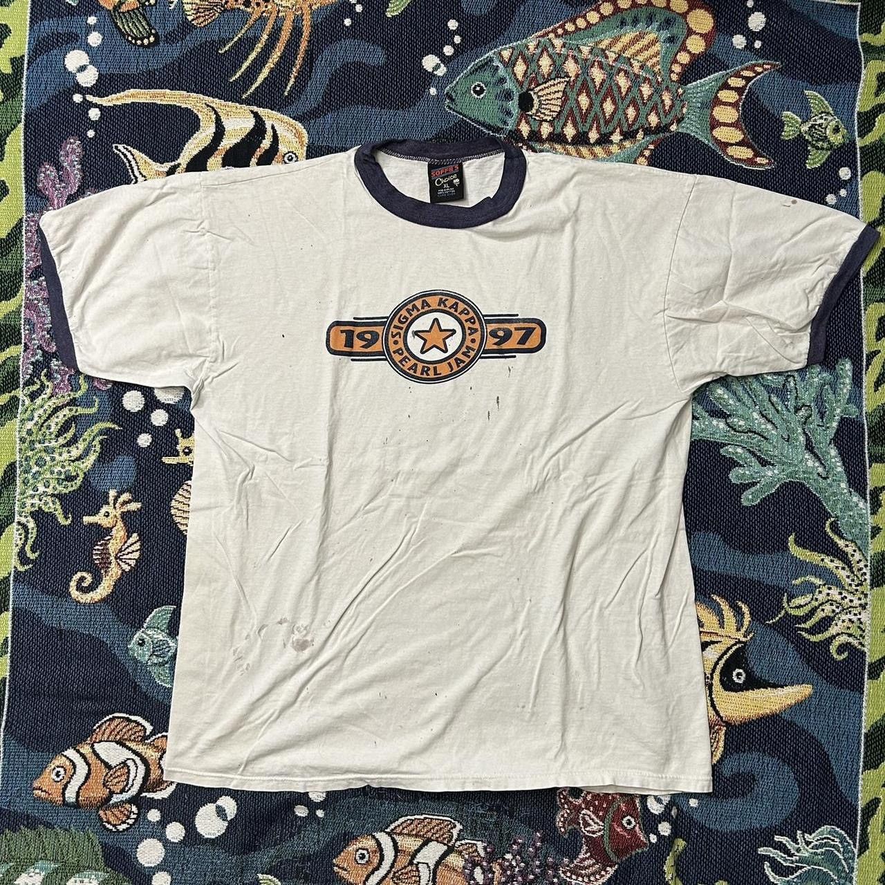 Band Tees × Vintage 1997 Pearl Jam Sigma Kappa Sorority Ringer T Shirt Size US XL / EU 56 / 4 - 1 Thumbnail
