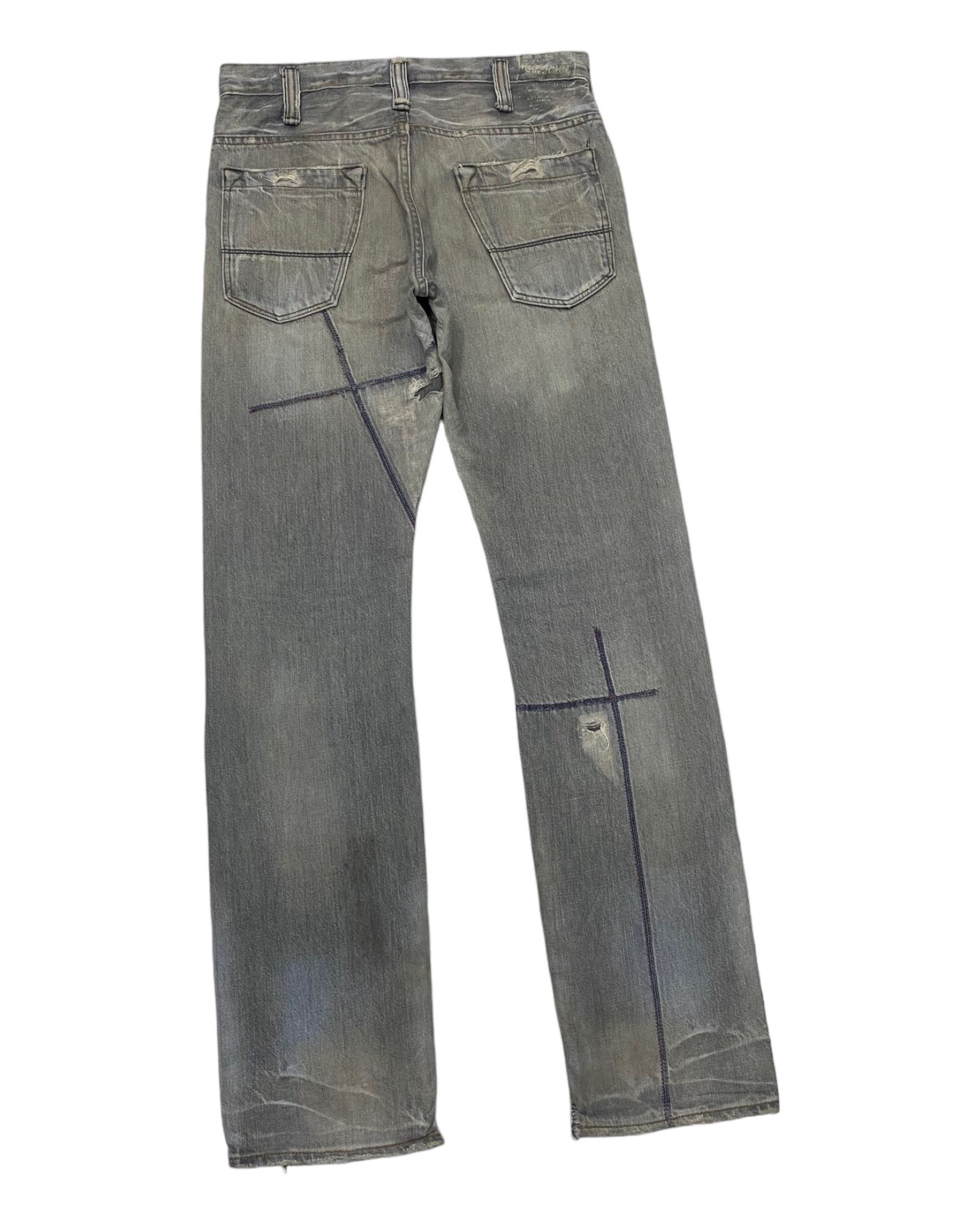 Big John Rare Big John Distress Double Knee Denim Jeans Work Size US 32 / EU 48 - 5 Thumbnail