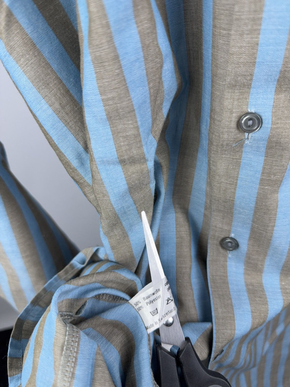 Japanese Brand Retro Luxury 90s Renato Cavalli Blue Beige Striped Shirt M Size US M / EU 48-50 / 2 - 10 Thumbnail
