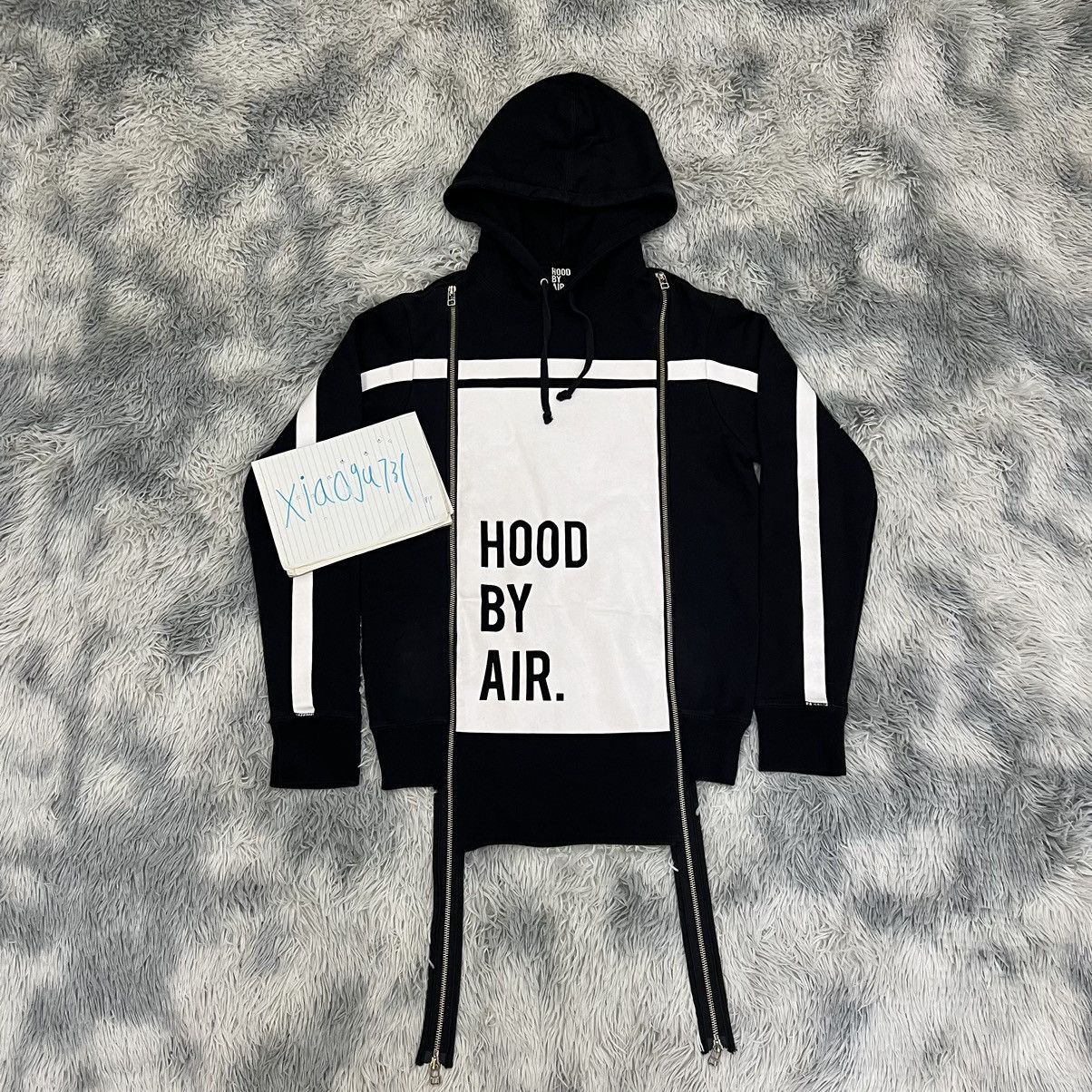 image of Hood By Air HBA Ss15 White Offset Double Zipper Hoodie in Black, Men's (Size Small)