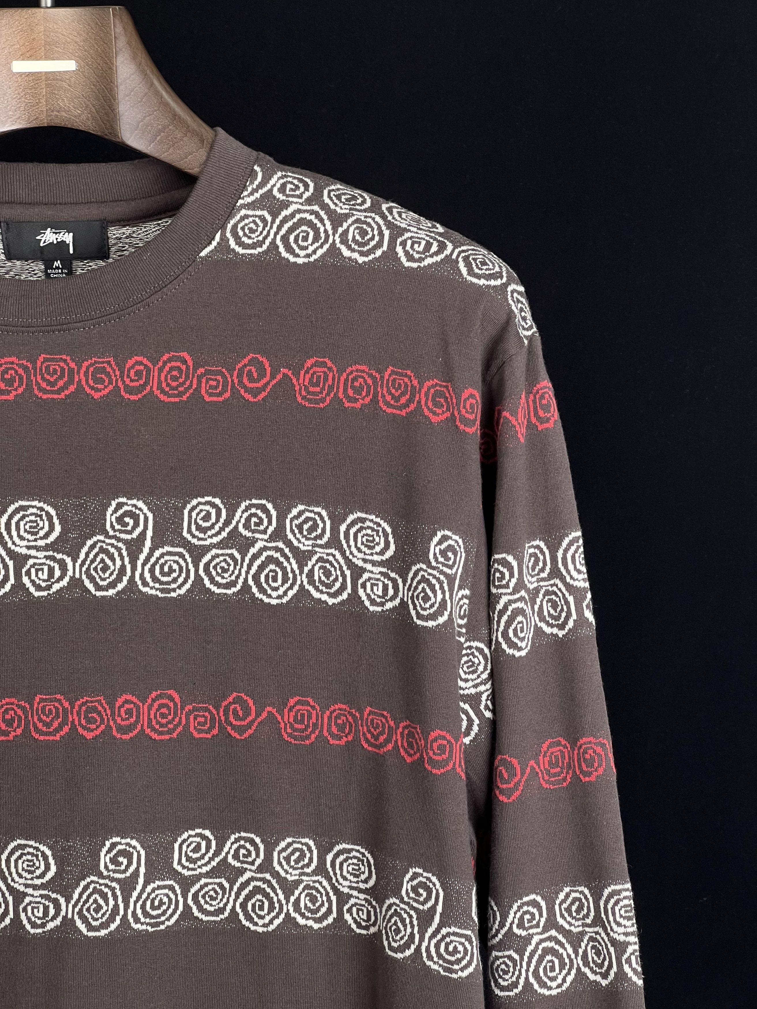 Stussy Brand New Swirl Stripe LS Crew Brown (FW21) M Size US M / EU 48-50 / 2 - 2 Thumbnail
