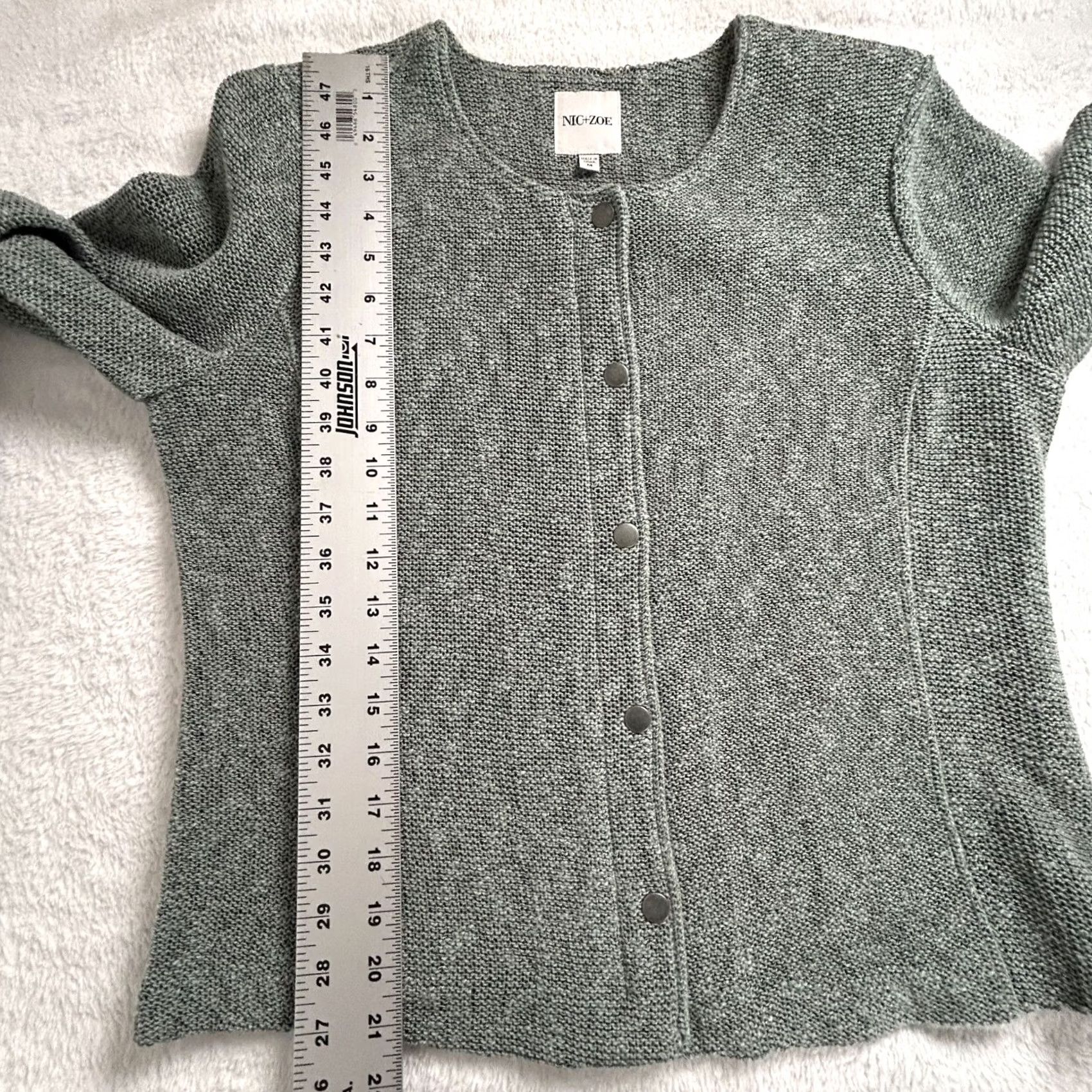 NIC+ZOE NIC+ZOE Woman’s Fall Nights Jacket Cardigan Medium Gray Textured Knit Casual Size M / US 6-8 / IT 42-44 - 7 Thumbnail