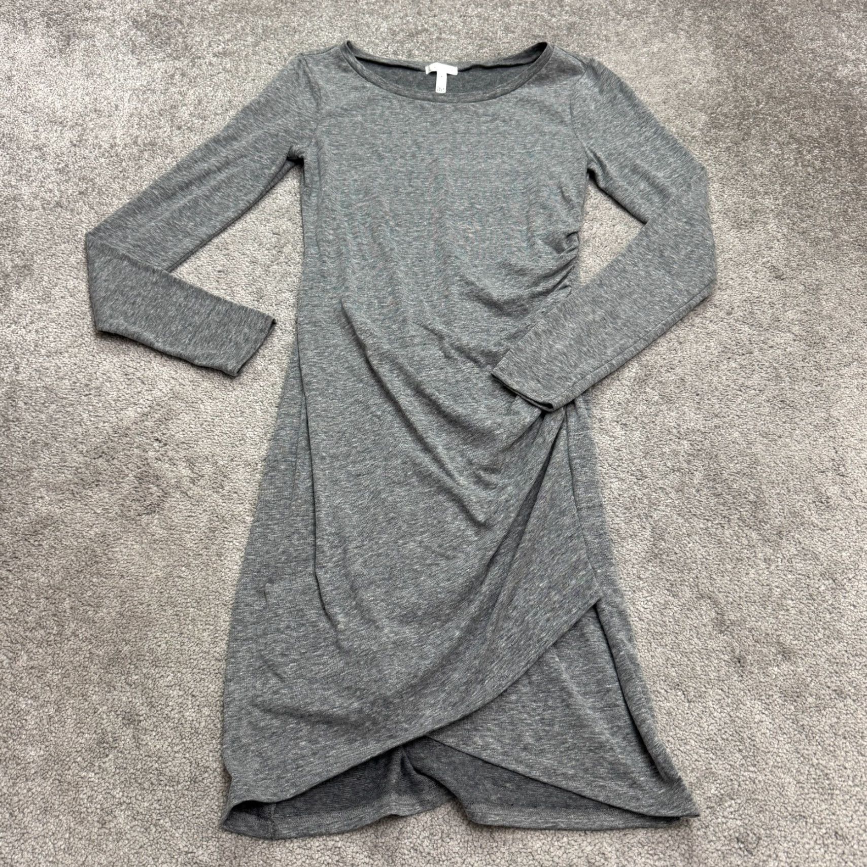 Vintage Leith Bodycon Mini dress Womens M Gray Long Sleeve Ruched Asymmetric Tulip Short Vintage No Size M / US 6-8 / IT 42-44 - 2 Thumbnail
