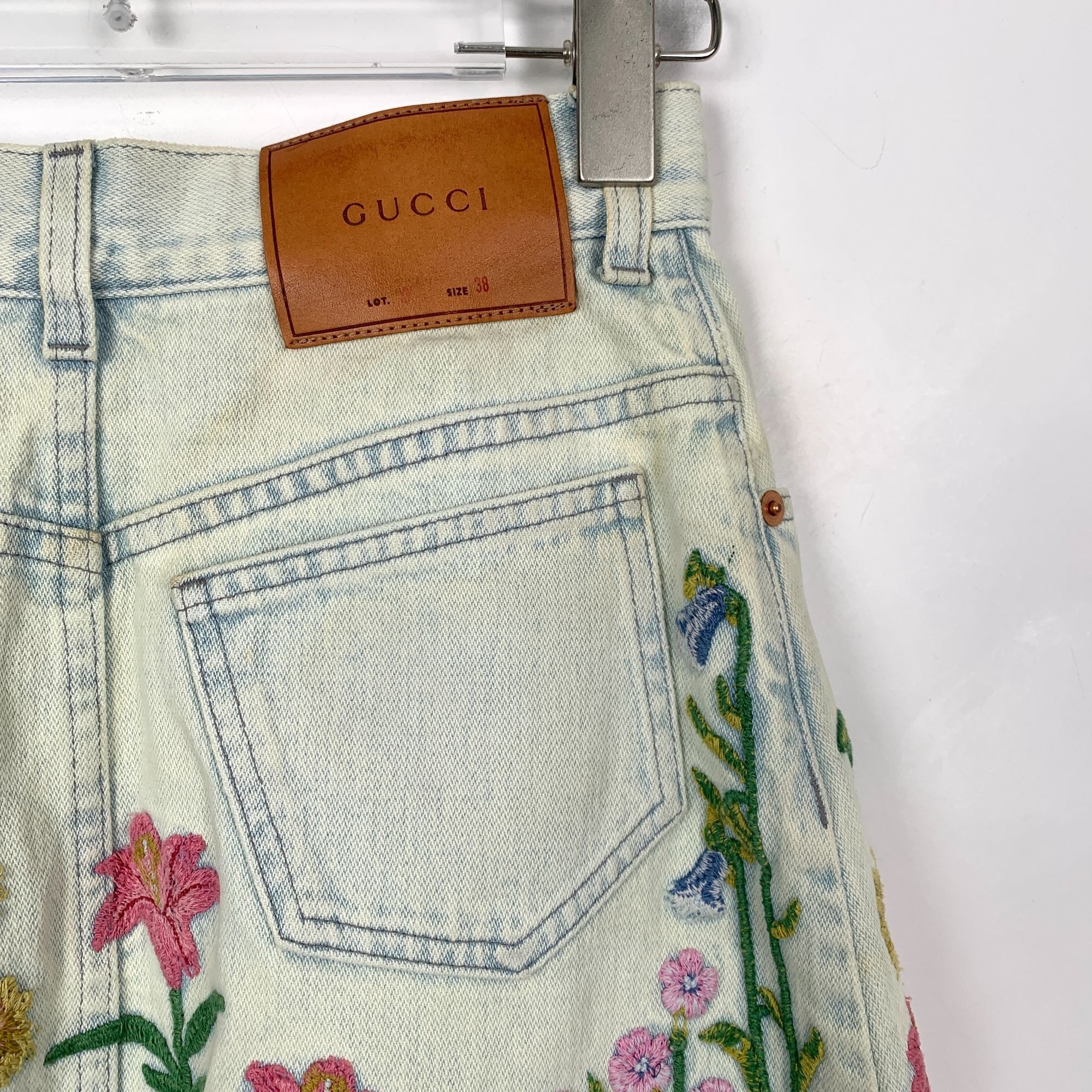Gucci Gucci Floral Embroidered Denim Skirt Womens Size 38 Light Wa Size 38" / US 16 / IT 52 - 5 Thumbnail