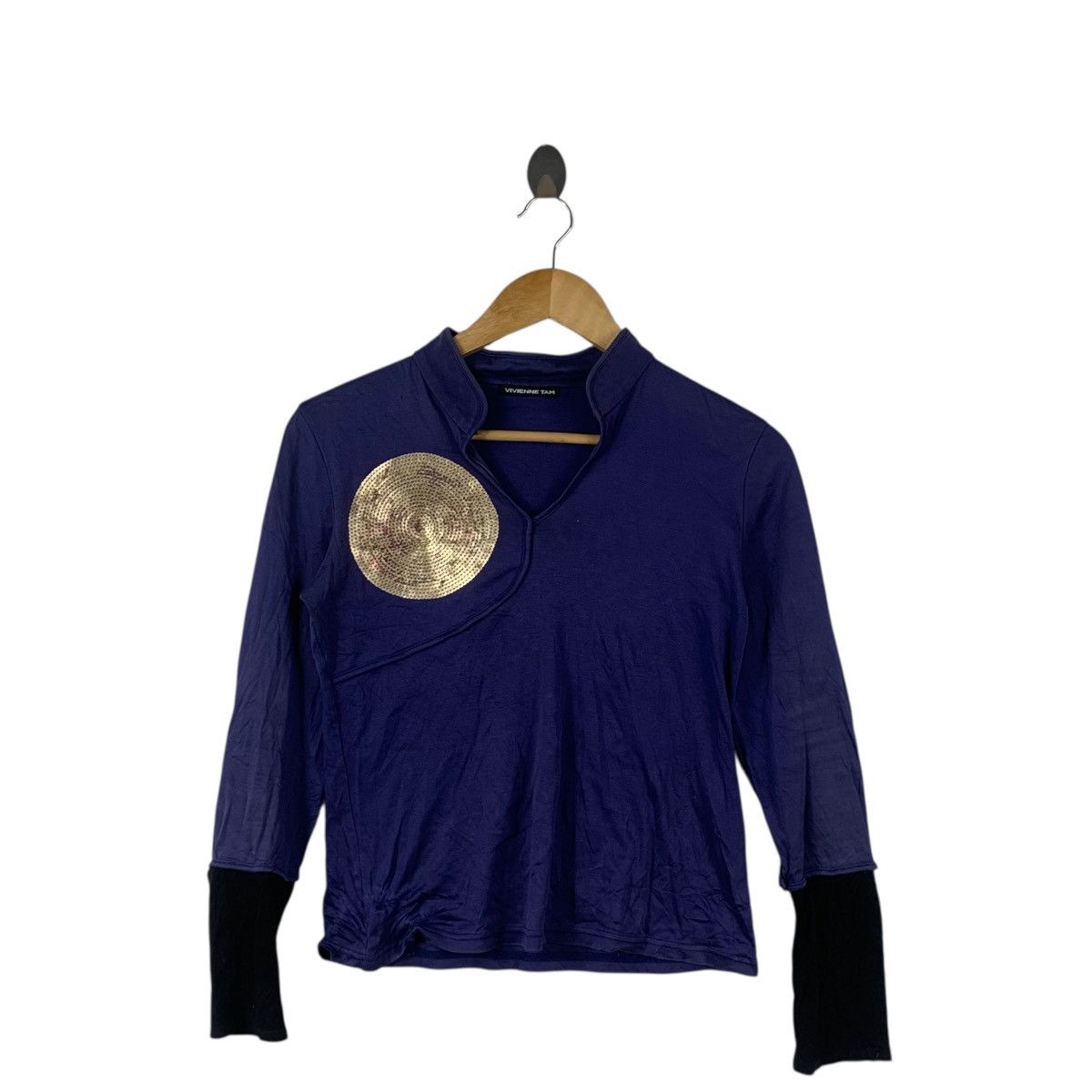Vivienne Tam Vintage VIVIENNE TAM NEW YORK Sequinned Blouse Tee Shirt Top Size XS / US 0-2 / IT 36-38 - 3 Thumbnail