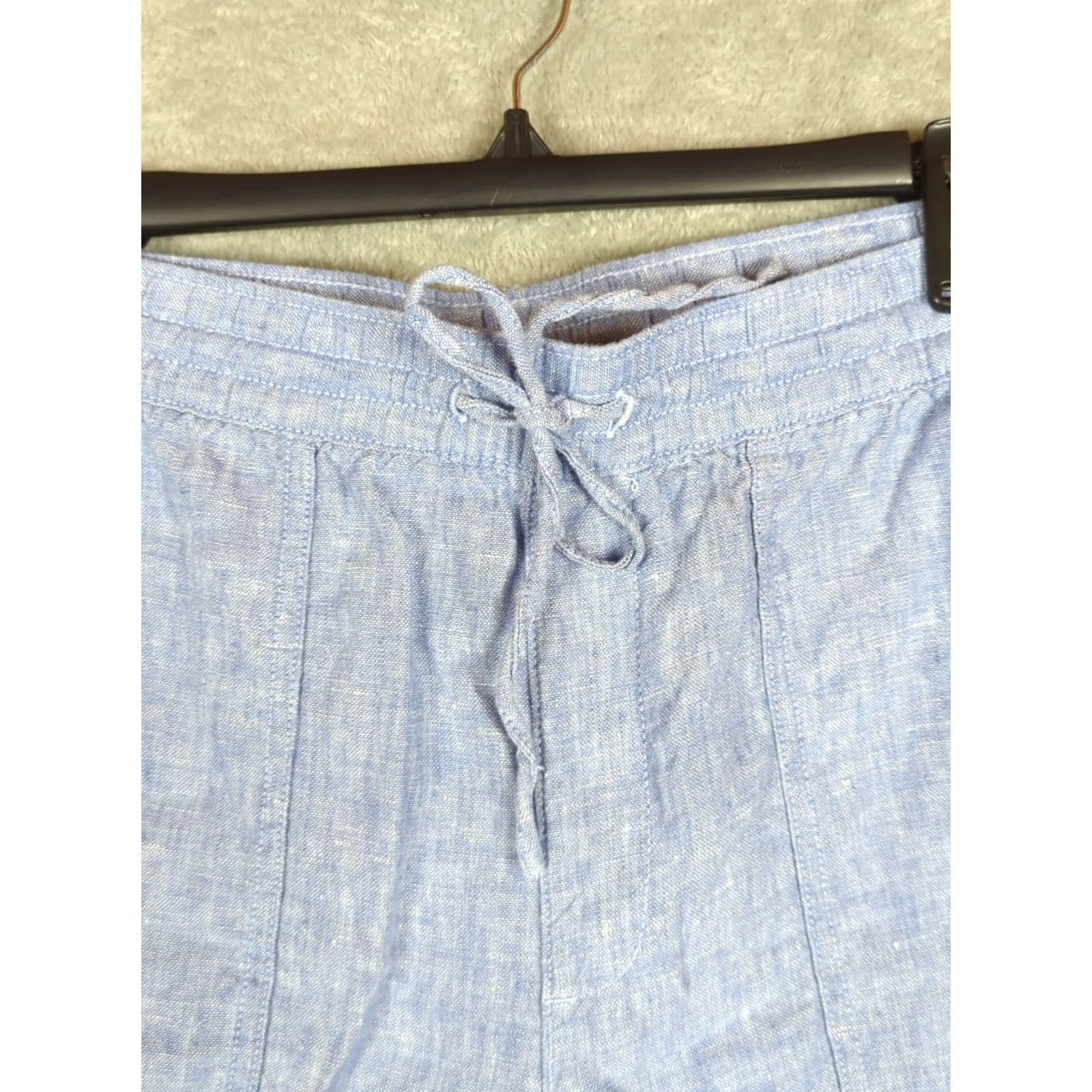 Lands' End Lands' End Linen Blend Pants Women 6 Wide-Leg Pull On Elastic Waist Pockets Blue Beach Coastal Grandma Casual Travel Vintage: No Size 28" / US 6 / IT 42 - 4 Thumbnail