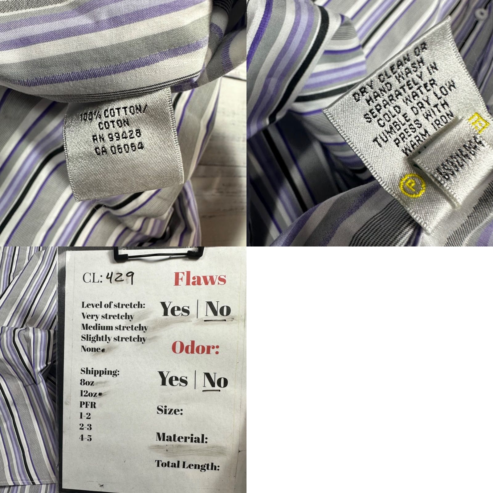 BUGATCHI Bugatchi Uomo Shirt Mens Long Sleeve Button-Up Size L Gray Purple Stripe Pattern Striped Size US L / EU 52-54 / 3 - 8 Thumbnail