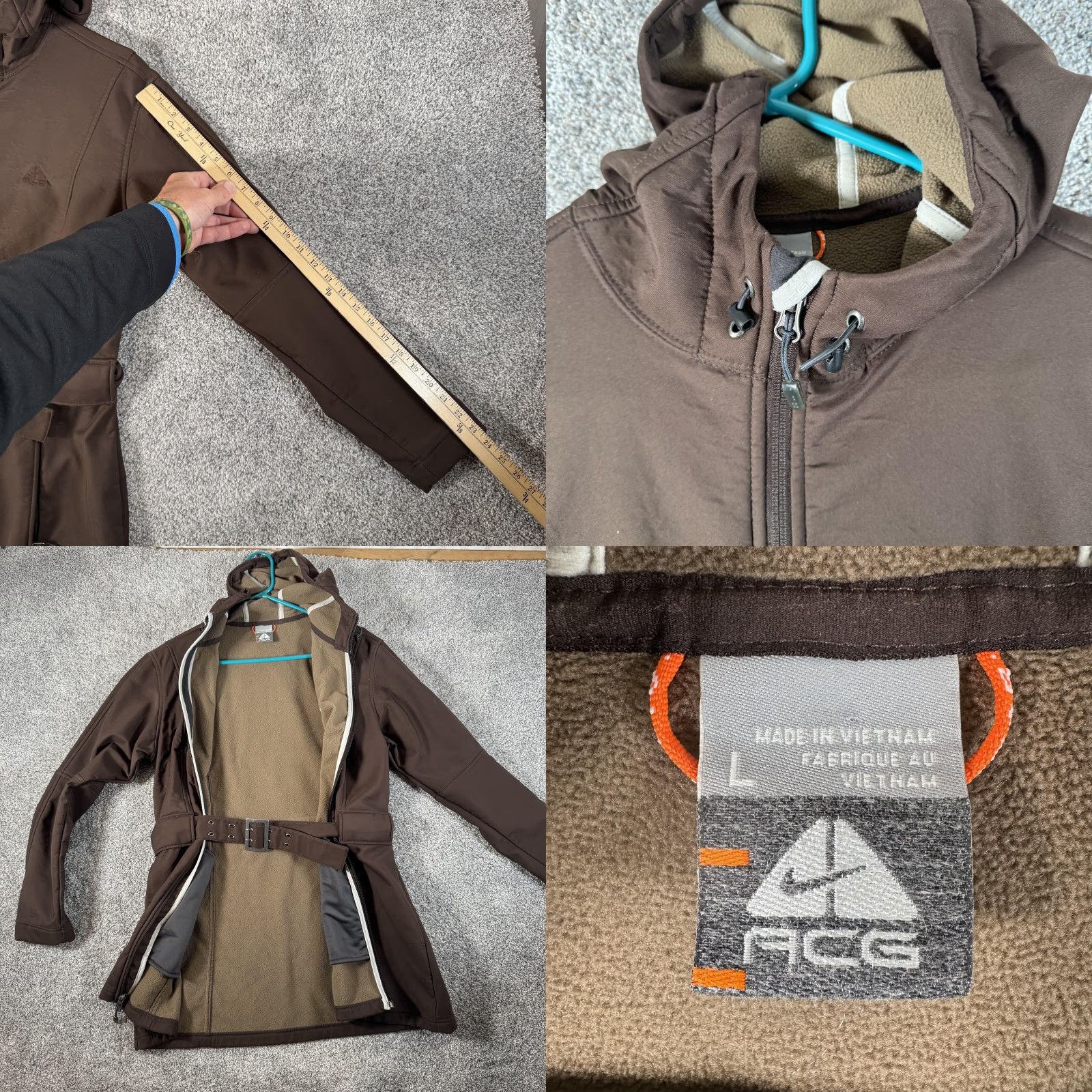 Nike Nike ACG Jacket Womens Large Brown Softshell Hooded Belted Fleece Lined Size L / US 10 / IT 46 - 8 Thumbnail