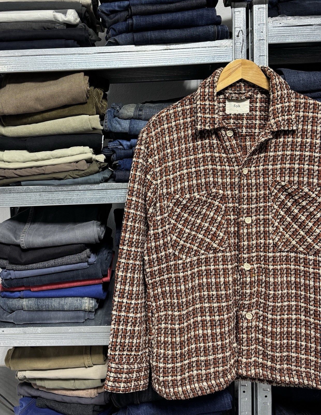 Folk Folk Arrow Overshirt Shacket Chore Jacket Thick Knit Wool Size US M / EU 48-50 / 2 - 2 Thumbnail