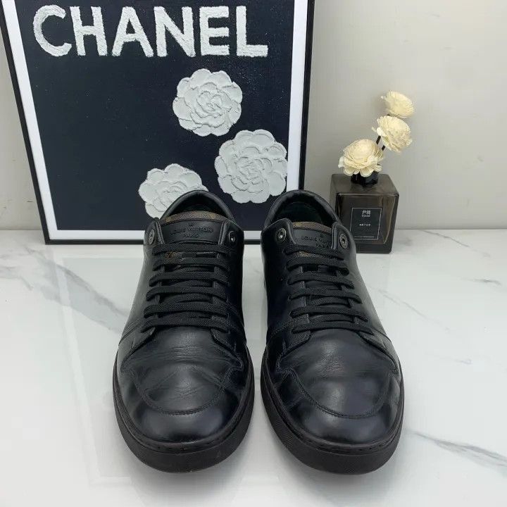 Louis Vuitton Louis Vuitton Black Leather Travel Sneakers -2508 Size US 8 / EU 41 - 2 Thumbnail