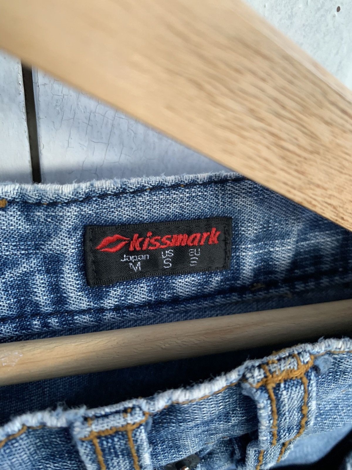 Japanese Brand Kissmark doubleknee patchwork jeans Size US 31 - 7 Thumbnail