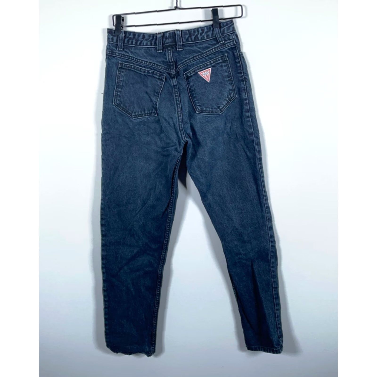 Guess VINTAGE Georges Marciano for Guess Jeans Women's 28 x 29 Dark Blue Tapered Jeans 90s Retro Hipster Size 28" / US 6 / IT 42 - 2 Thumbnail