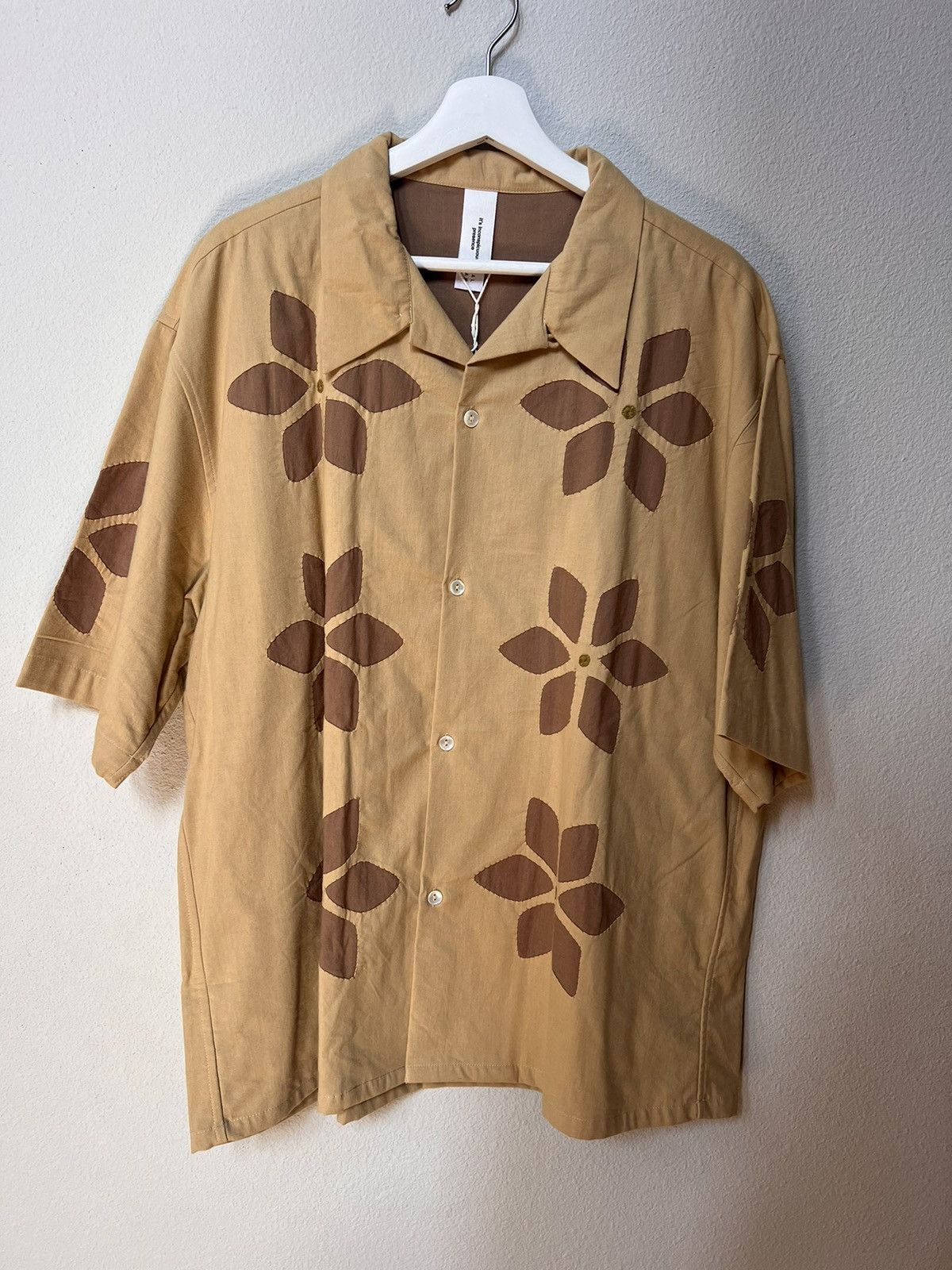 Niche Flower pattern cotton open collar shirt xl Size US XL / EU 56 / 4 - 1 Thumbnail