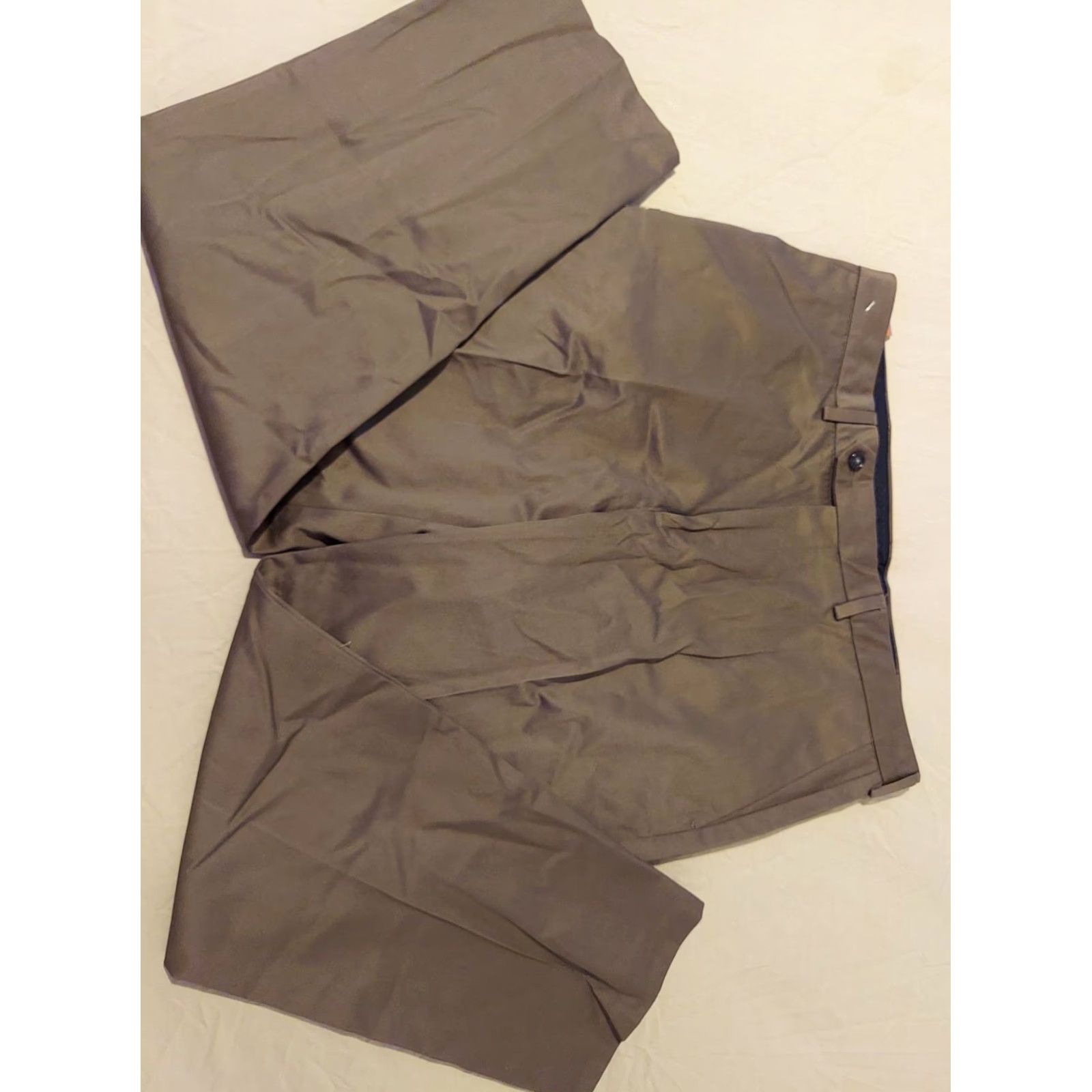 Haggar Haggar Pants Mens Dress Pants 36x29 Khaki Polyester Cotton Flat Front Straight Inseam 29in Slim Classic Chino Slack Beig e? Size US 36 / EU 52 - 4 Thumbnail