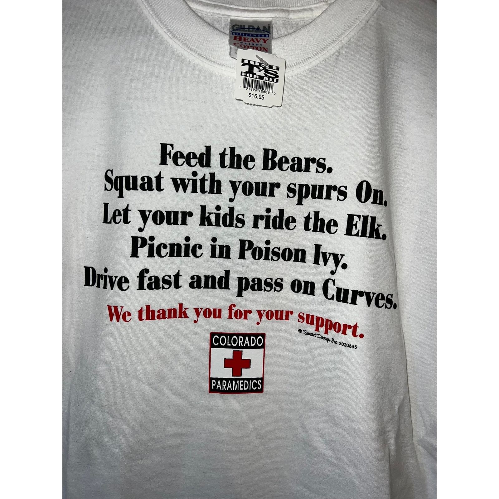 Gildan Y2K Colorado Paramedics Feed The Bears Joke Humor Shirt M Size US M / EU 48-50 / 2 - 2 Thumbnail