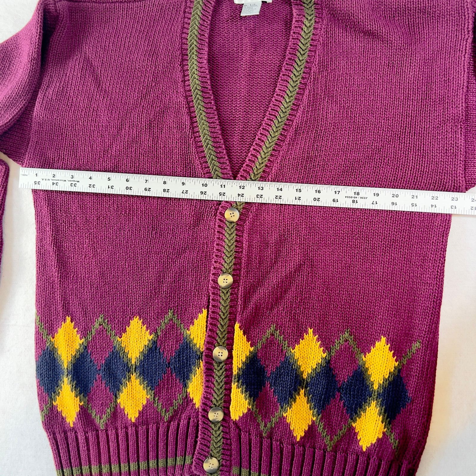 Other Empress Sportswear LTD Cardigan Sweater Woman L Purple Argyl Size L / US 10 / IT 46 - 5 Thumbnail