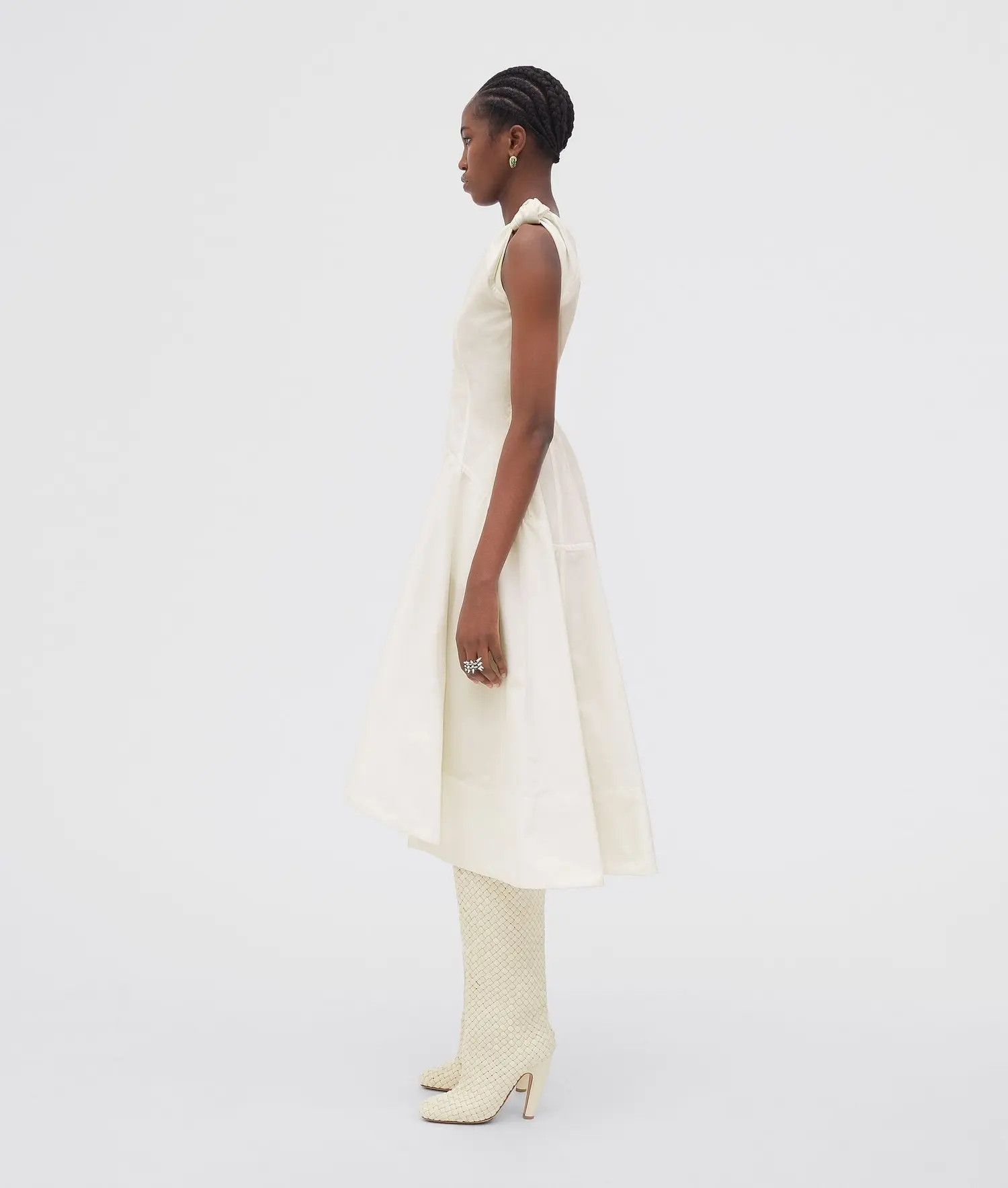 Bottega Veneta o1n1vont0325 Knotted Compact Cotton Canvas Dress in White Size M / US 6-8 / IT 42-44 - 2 Thumbnail