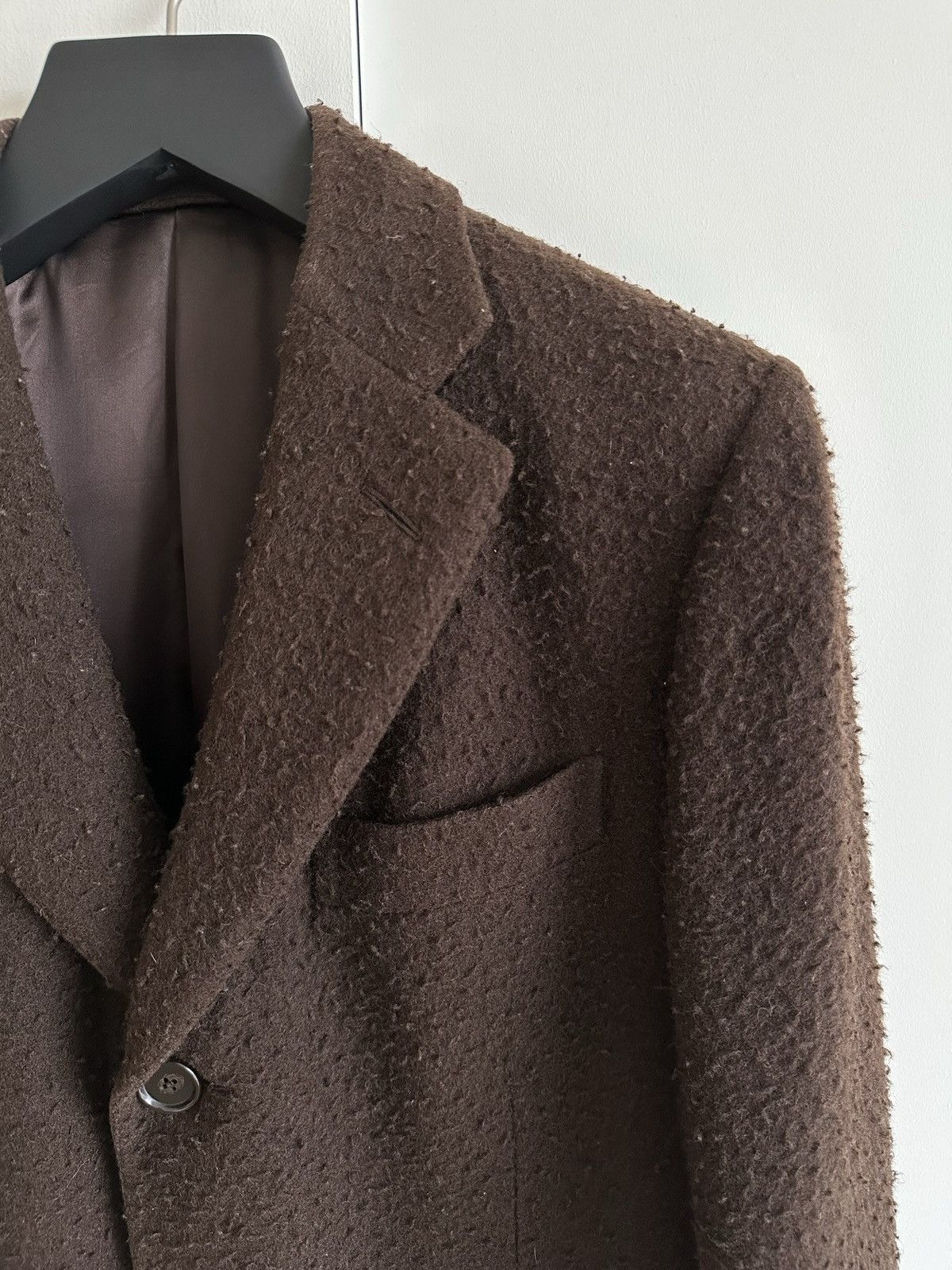 Caruso Chocolate Brown Wool Boucle Overcoat Size US L / EU 52-54 / 3 - 2 Thumbnail