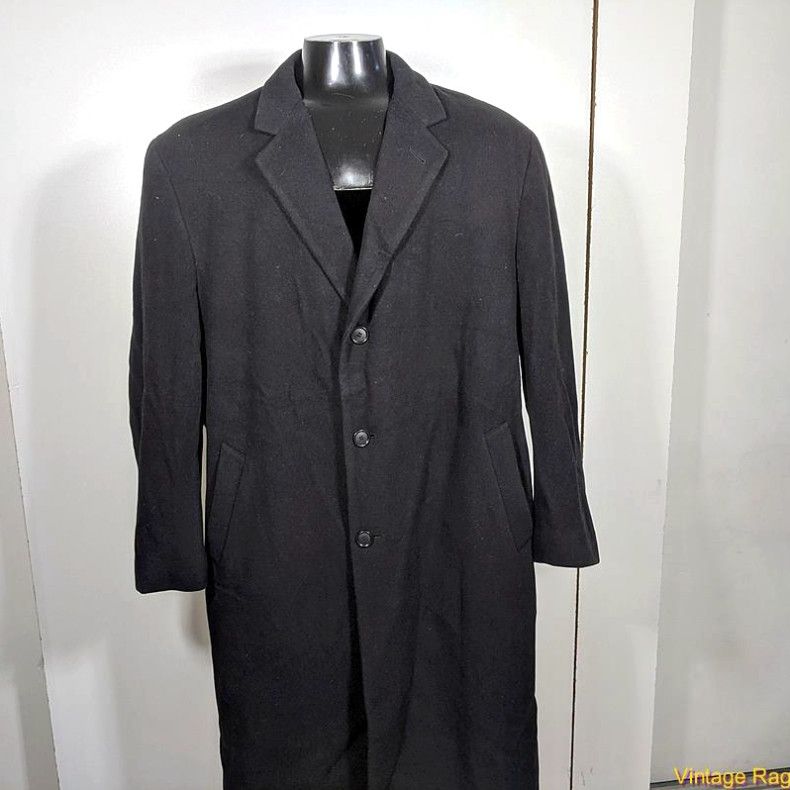 image of Nautica Long Wool Coat Overcoat Mens Size XL Black in White