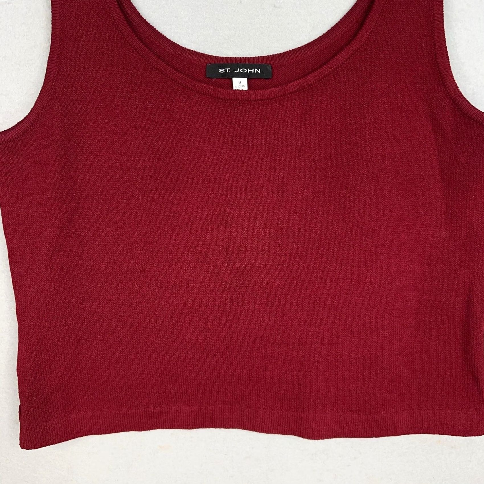St. John St John Sweater Tank Womens Medium Red Santana Knit Minimal Capsule Luxe USA Size M / US 6-8 / IT 42-44 - 3 Thumbnail