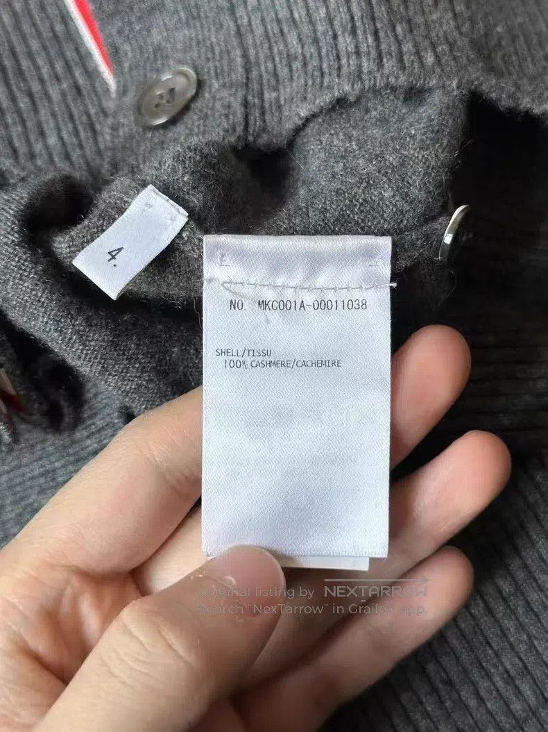 Thom Browne Thom Browne Medium Gray Cashmere Cardigan Size US XL / EU 56 / 4 - 4 Thumbnail