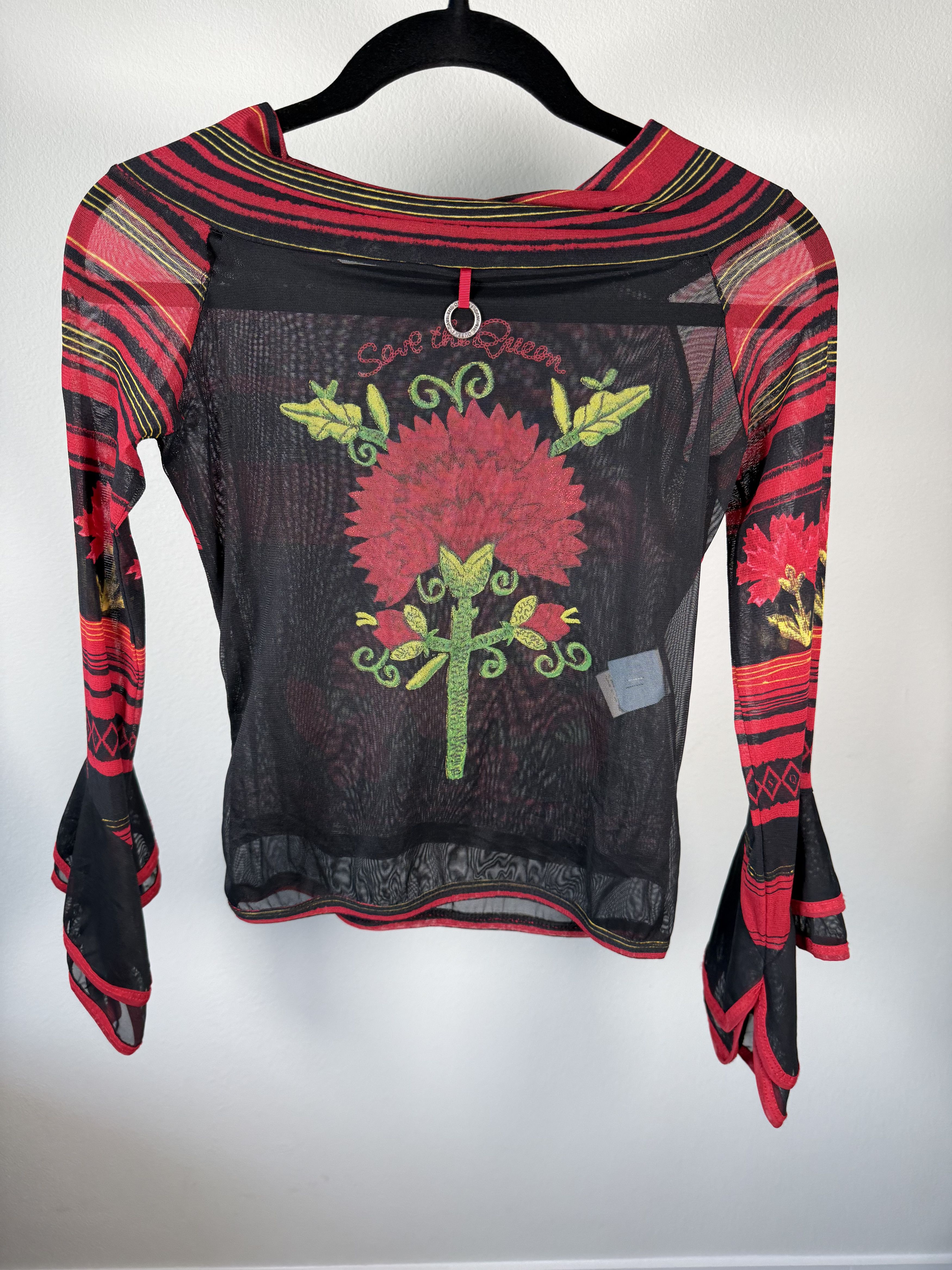 Other Save the Queen mesh top red & black rose and striped pattern Size M / US 6-8 / IT 42-44 - 2 Thumbnail