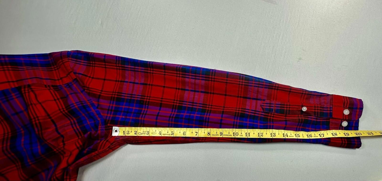 Sonoma Sonoma Plaid Cotton Spandex Blend Button Up Shirt Red/Blue M Size US M / EU 48-50 / 2 - 5 Thumbnail