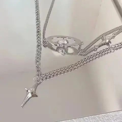 VIBE Double Layer Cross Heart Crystal Pendant Necklace Size ONE SIZE - 3 Thumbnail