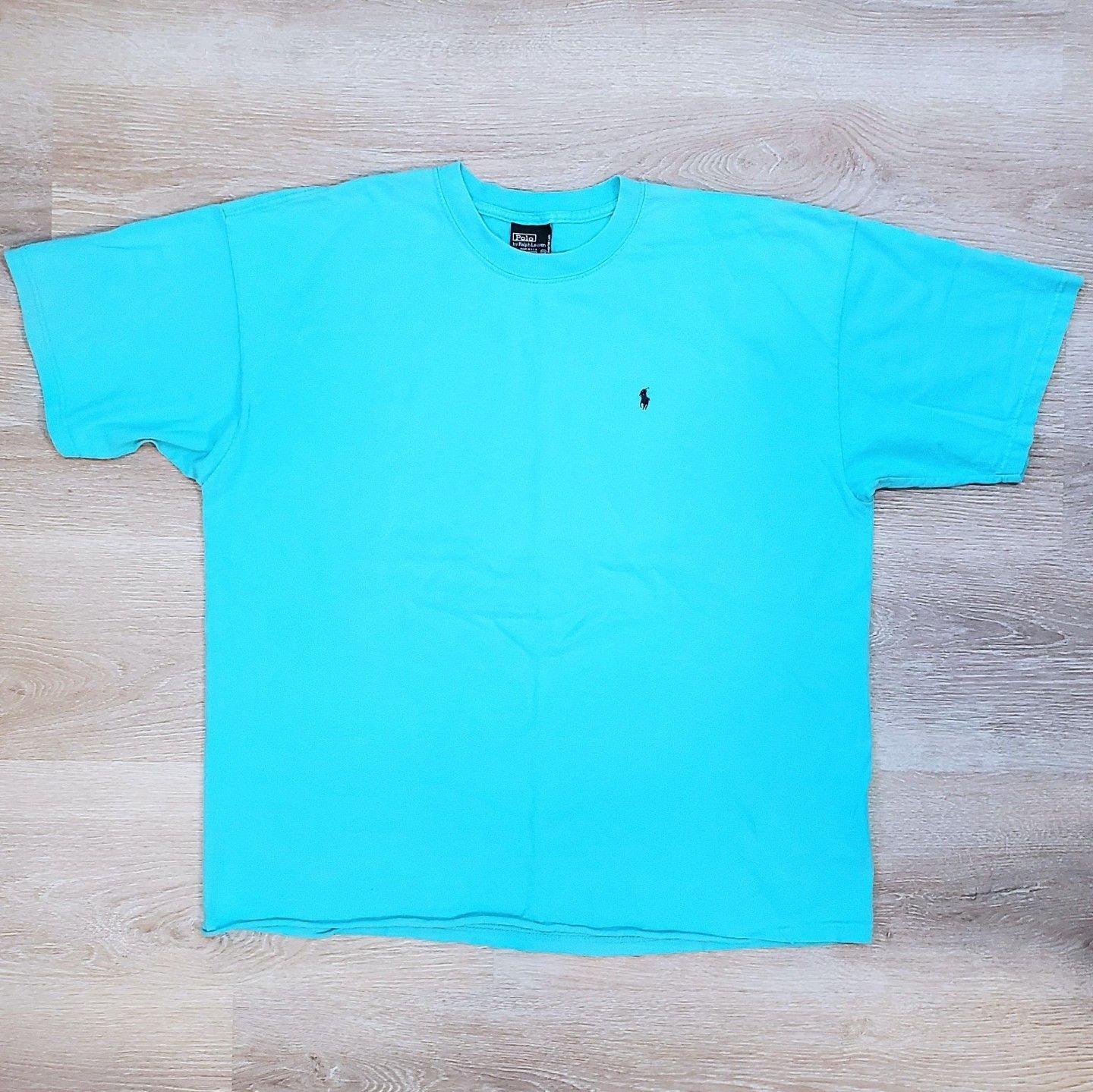 Polo Ralph Lauren × Vintage Vintage 90s Polo Ralph Lauren Crew Neck T-Shirt Aqua Blue Size US XXL / EU 58 / 5 - 3 Thumbnail