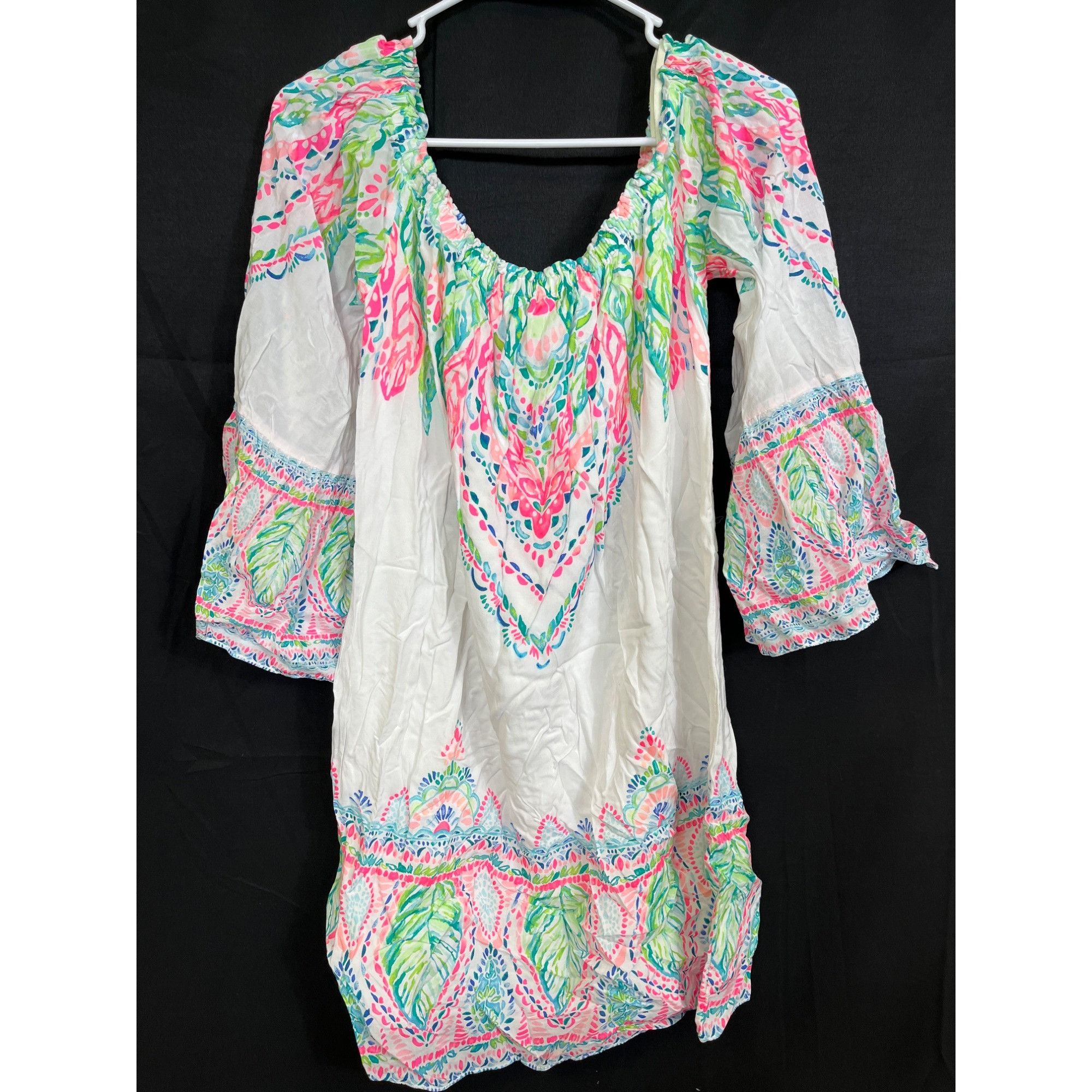 Lilly Pulitzer Lilly Pulitzer SKU 7935 Multicolor Off Shoulder Floral Dress Size L / US 10 / IT 46 - 2 Thumbnail