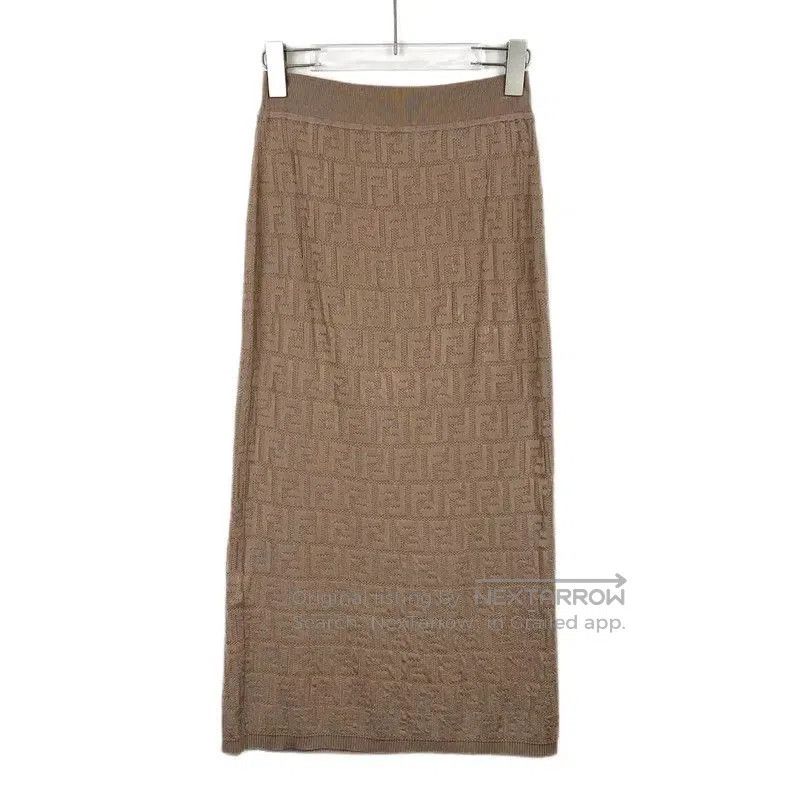 Fendi Fendi Brown Cotton Midi Skirt for Women . Size 23" - 2 Thumbnail